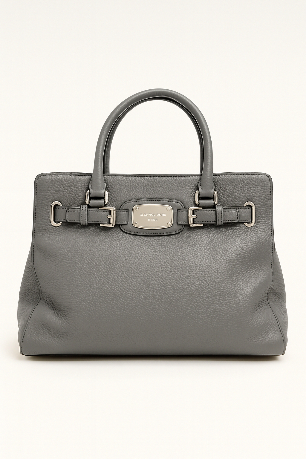 Pebbled Gray Satchel with Silver Chain - GREENIES