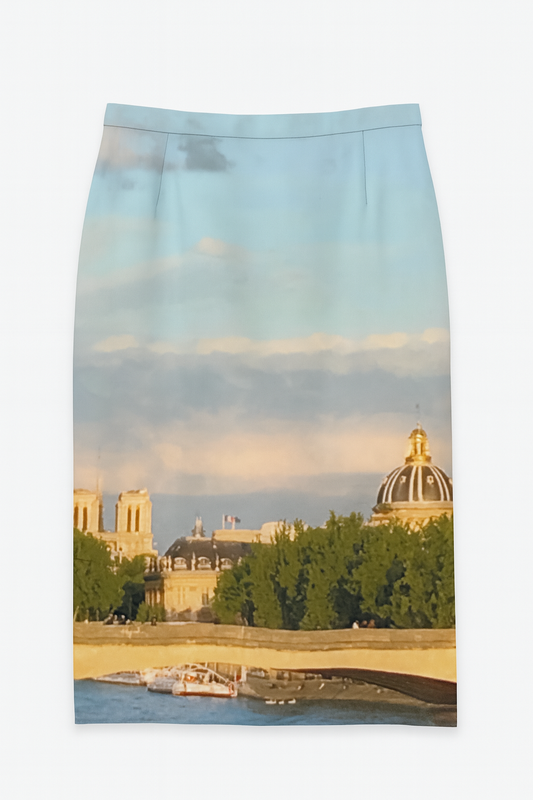 Skyline Print Midi Pencil Skirt - GREENIES
