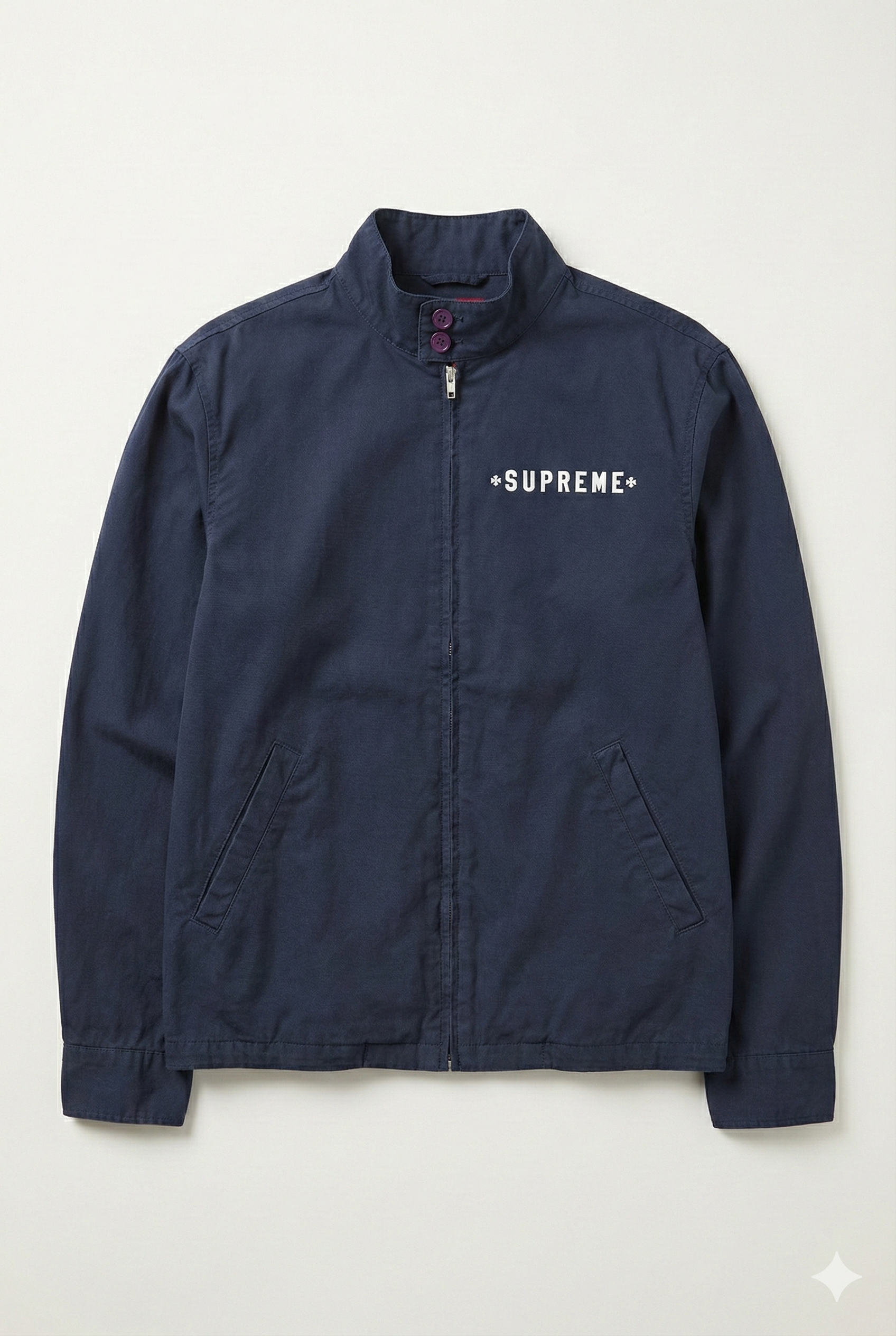 GREENIES Supreme Navy Zip-Up Graphic Work Jacket