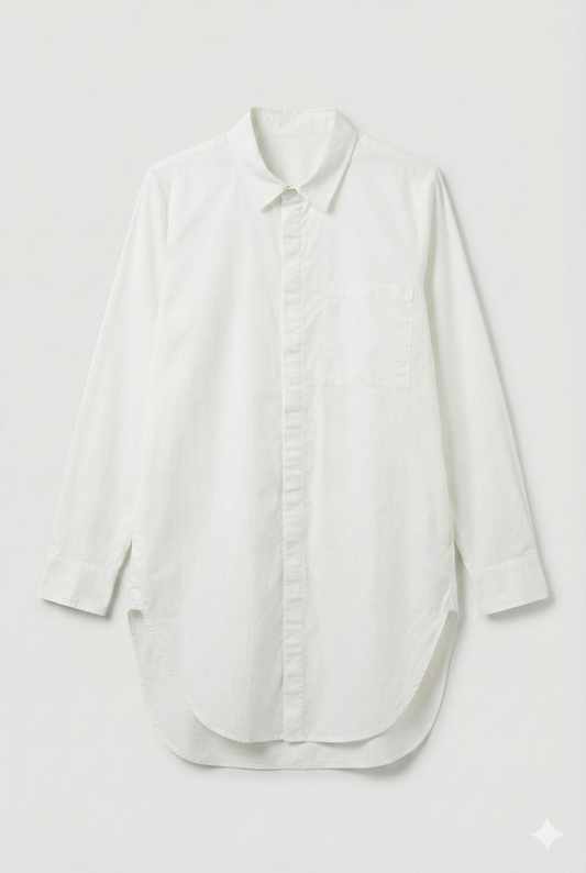 GREENIES initial White Oversized Long Shirt Dress