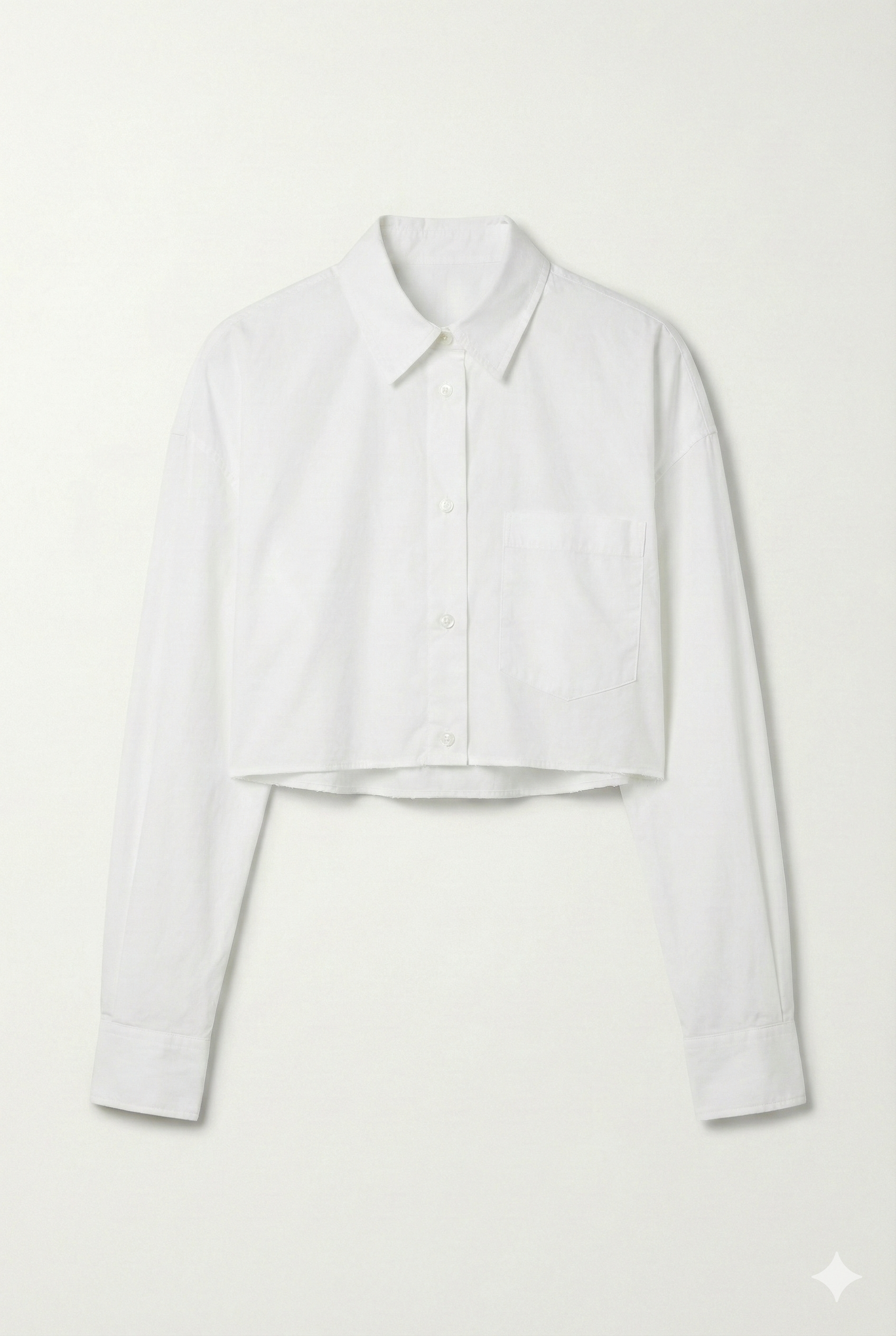 GREENIES ZARA White Cropped Button-Up Shirt