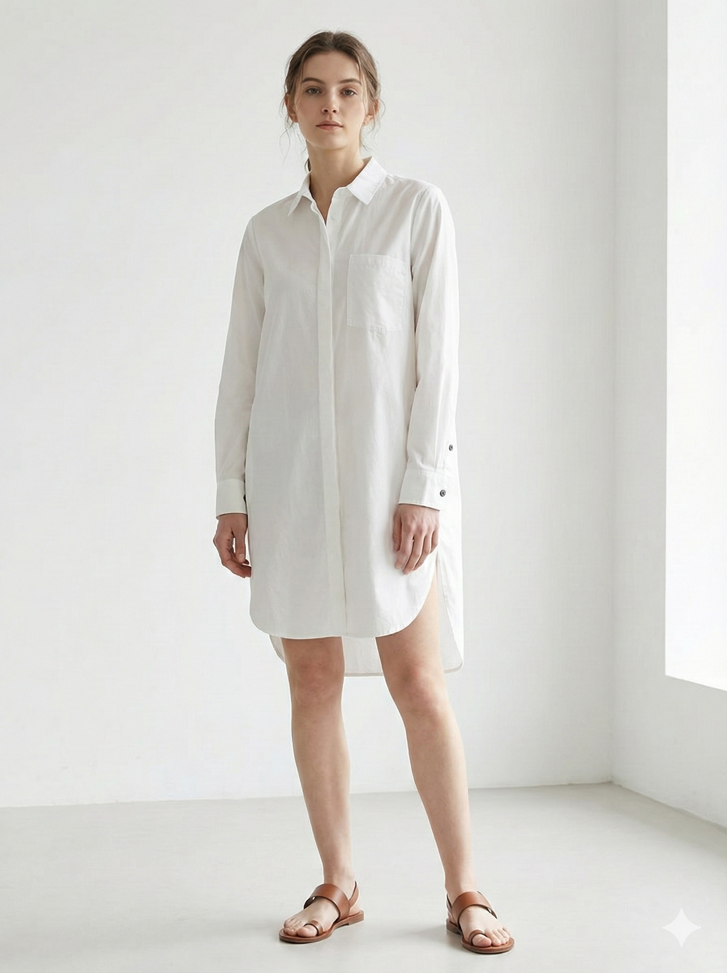 White Oversized Long Shirt Dress