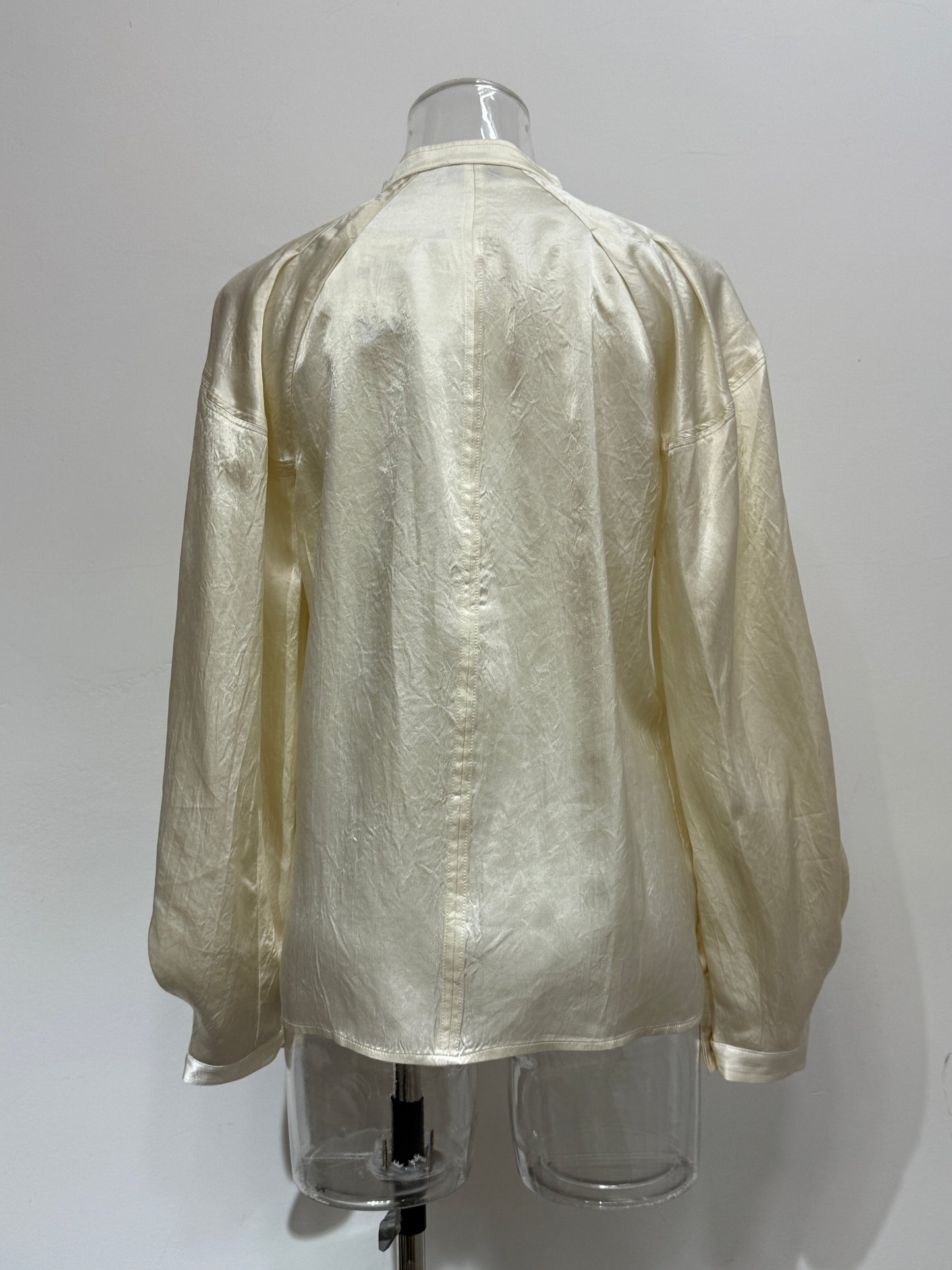 GREENIES COS Beige Satin Stand Collar Blouse