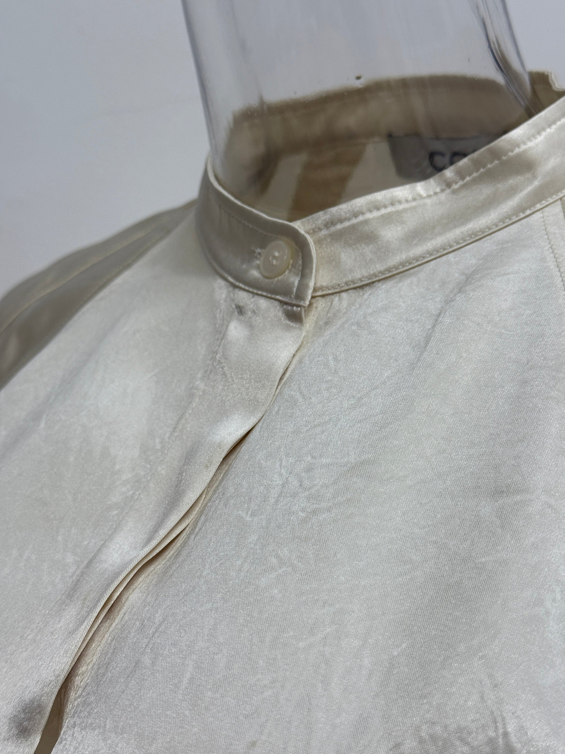 GREENIES COS Beige Satin Stand Collar Blouse