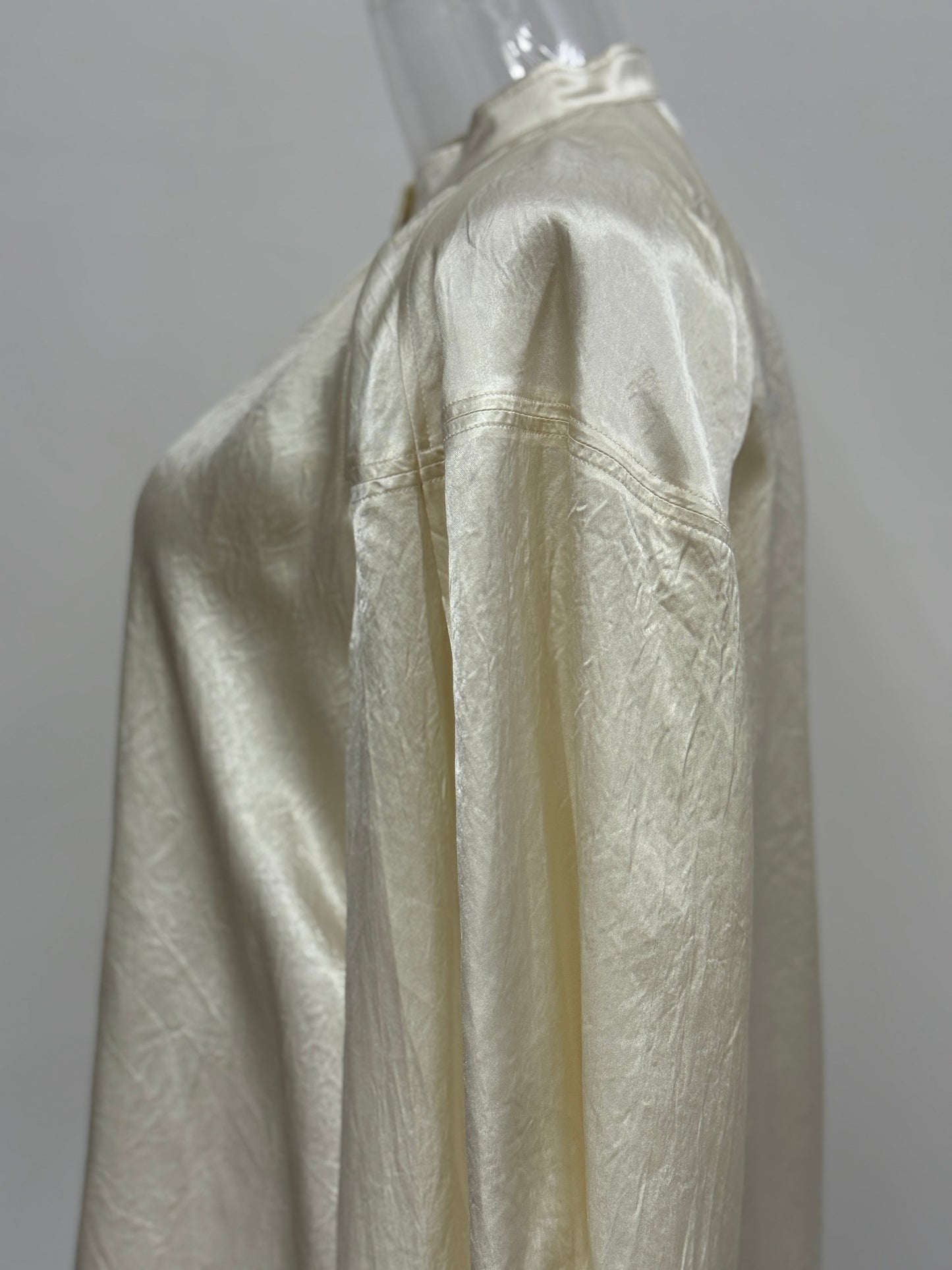 GREENIES COS Beige Satin Stand Collar Blouse