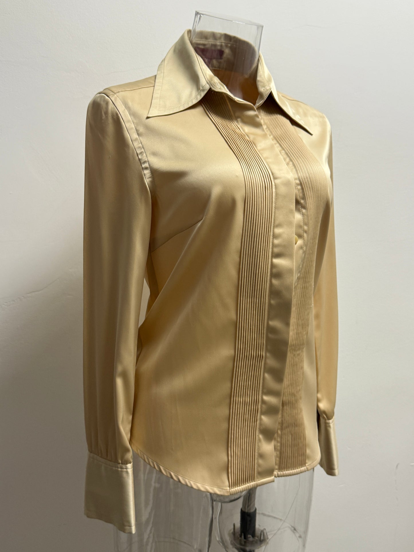 GREENIES Moiselle Gold Satin Pleated Front Shirt