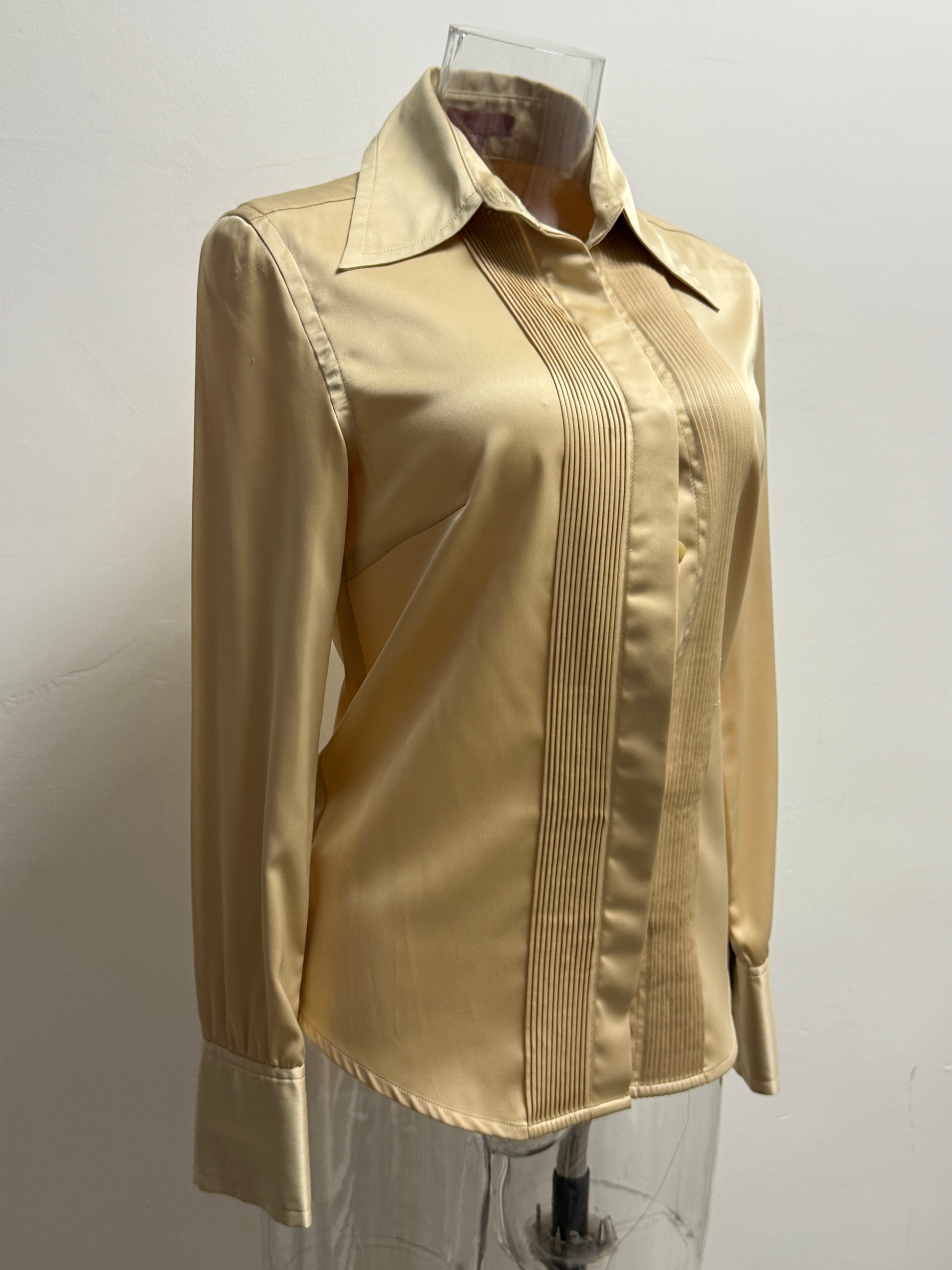GREENIES Moiselle Gold Satin Pleated Front Shirt