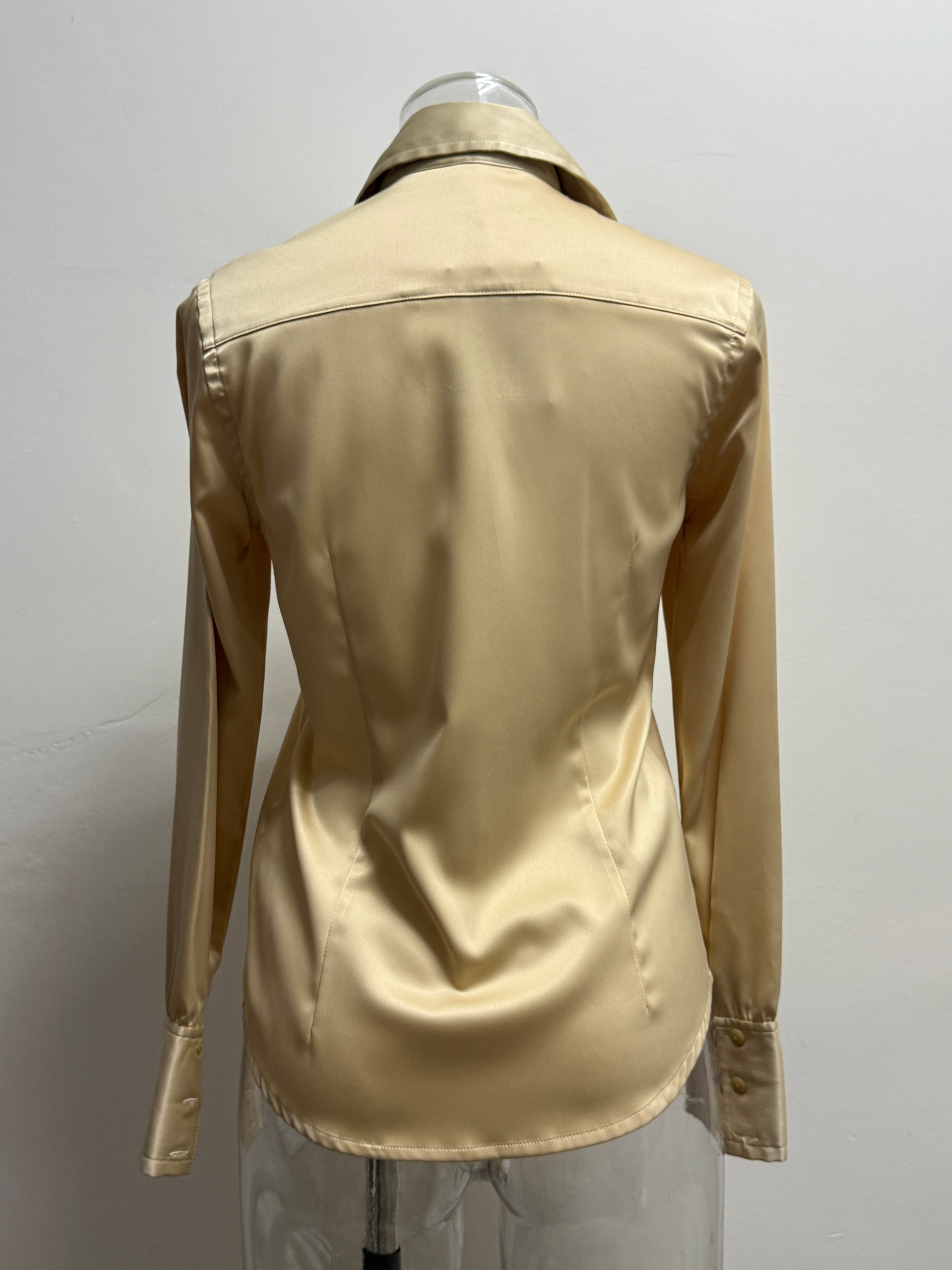 GREENIES Moiselle Gold Satin Pleated Front Shirt