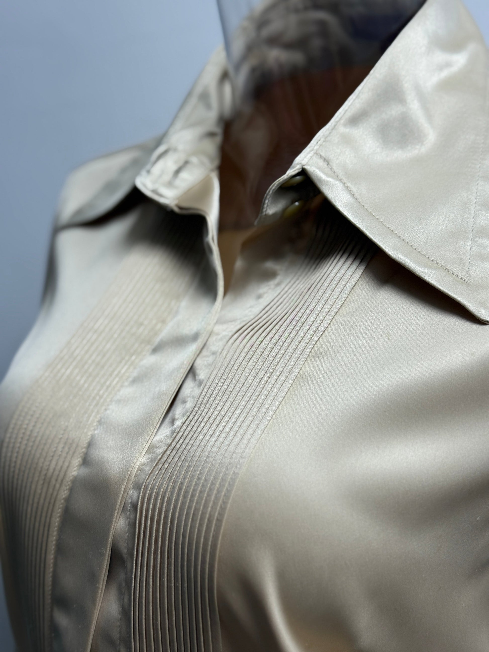 GREENIES Moiselle Gold Satin Pleated Front Shirt