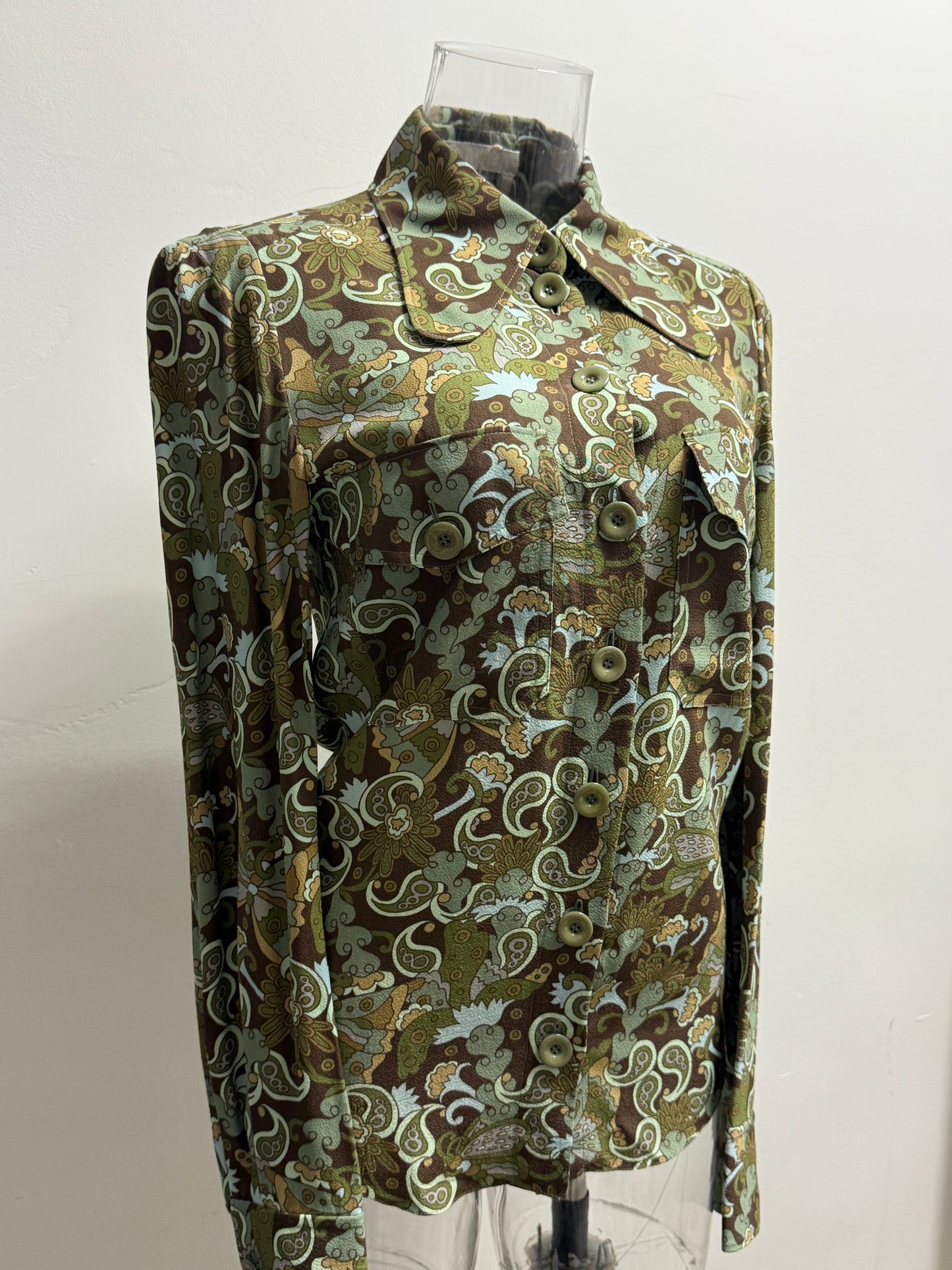 GREENIES Chloé Multicolor Brown Paisley Print Blouse