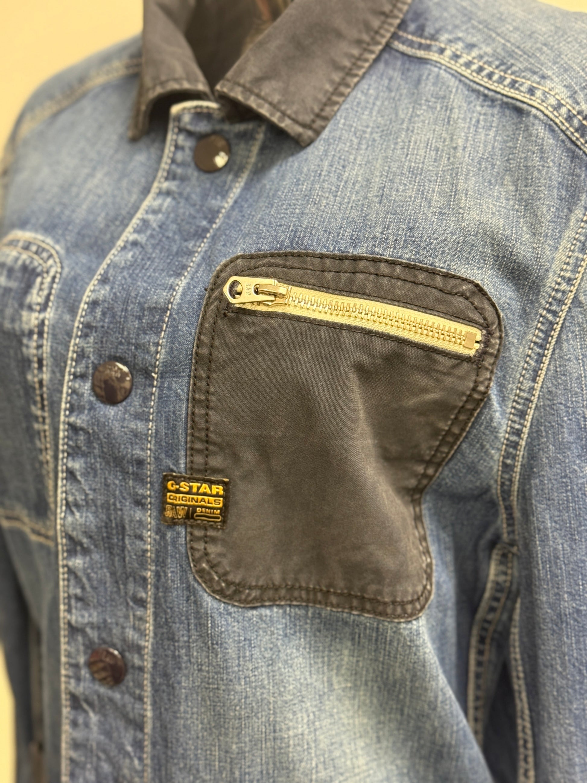 GREENIES G-Star RAW Blue Denim Jacket with Contrast Pockets