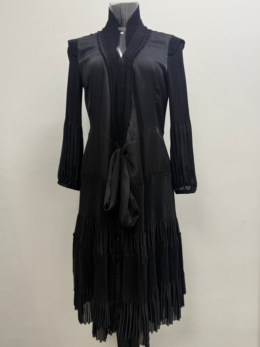 GREENIES Diane von Furstenberg Black Pleated Tie-Waist Dress