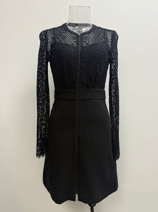 GREENIES Sandro Black Lace Long Sleeve Dress
