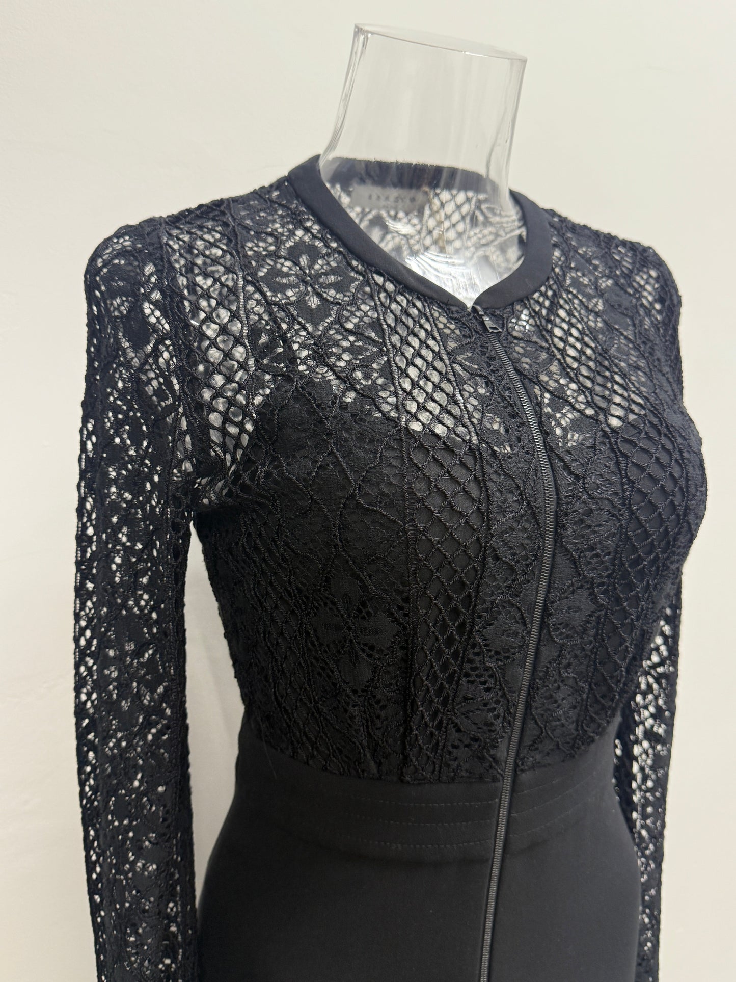 GREENIES Sandro Black Lace Long Sleeve Dress