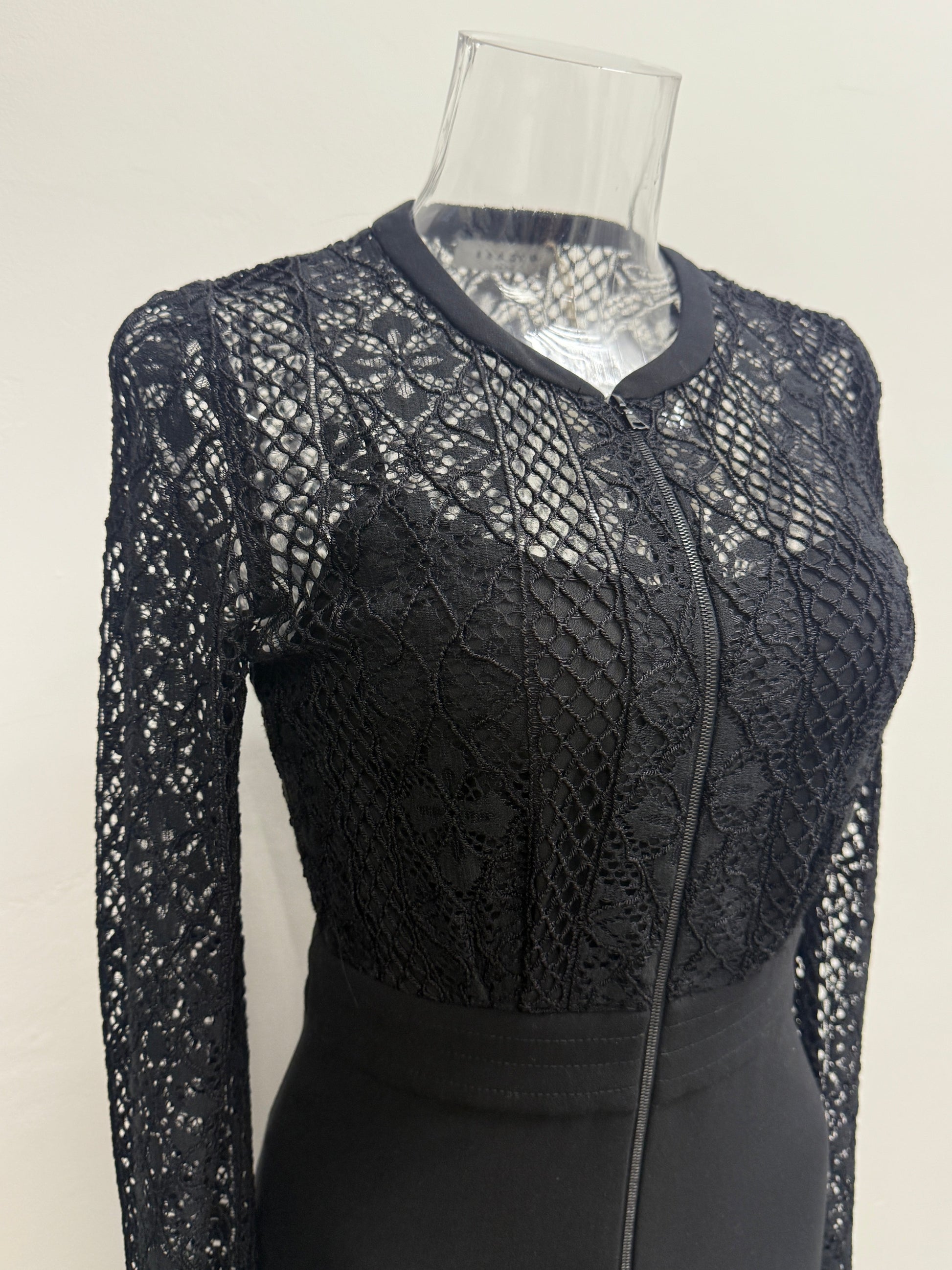 GREENIES Sandro Black Lace Long Sleeve Dress