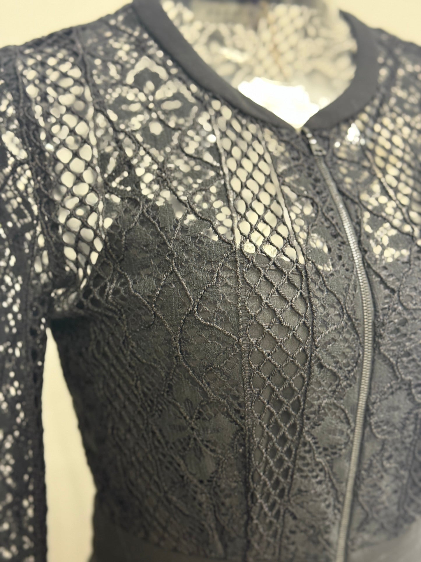 GREENIES Sandro Black Lace Long Sleeve Dress