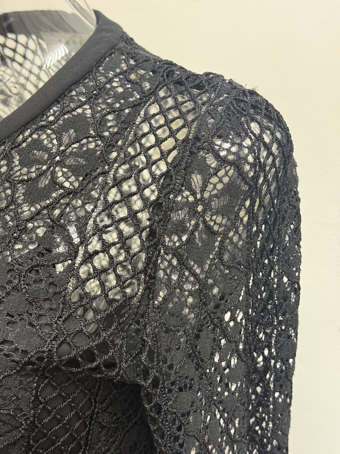 GREENIES Sandro Black Lace Long Sleeve Dress