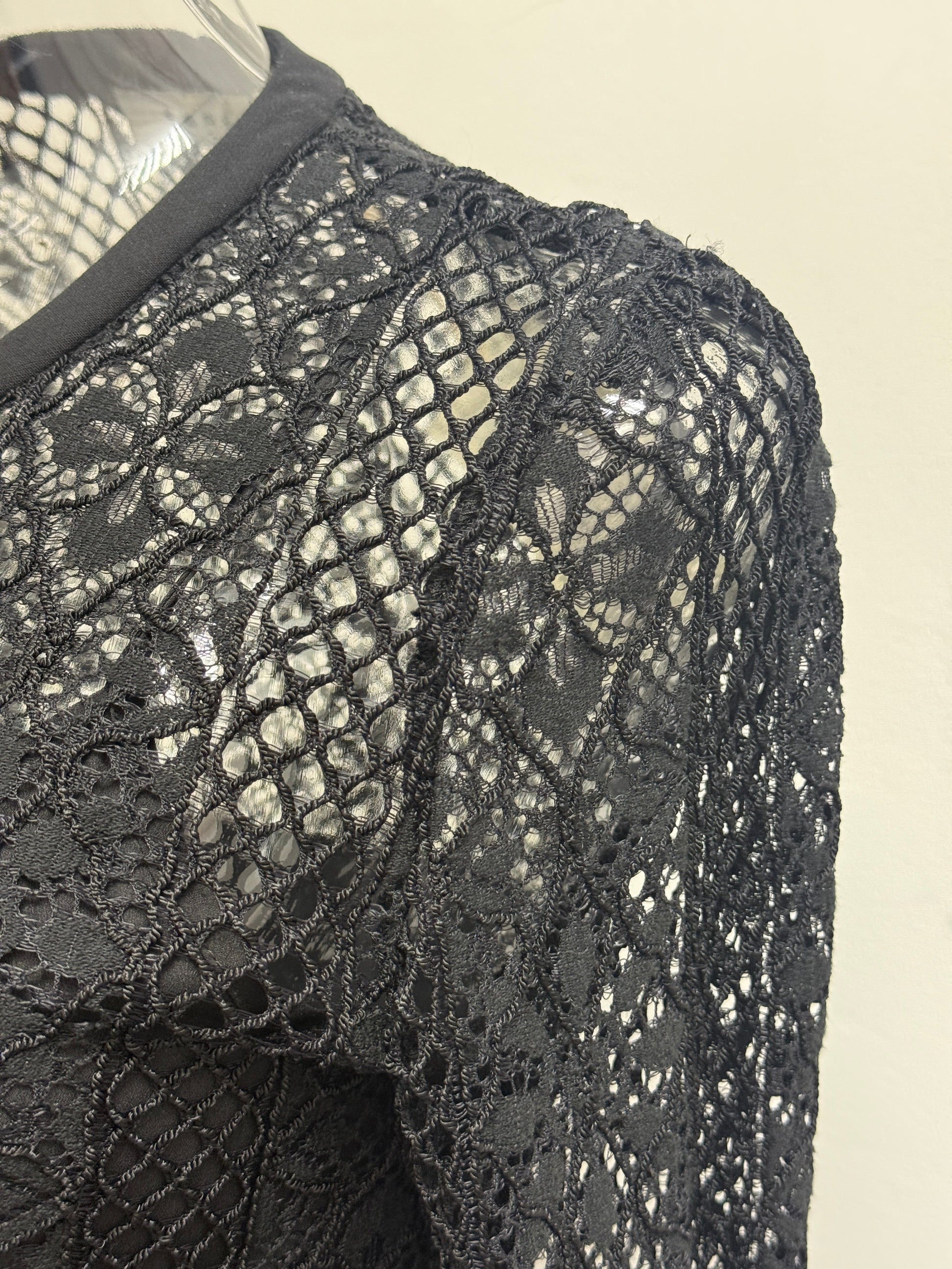 GREENIES Sandro Black Lace Long Sleeve Dress