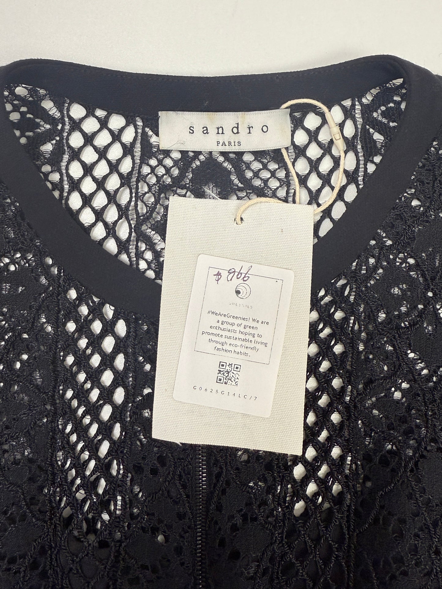 GREENIES Sandro Black Lace Long Sleeve Dress