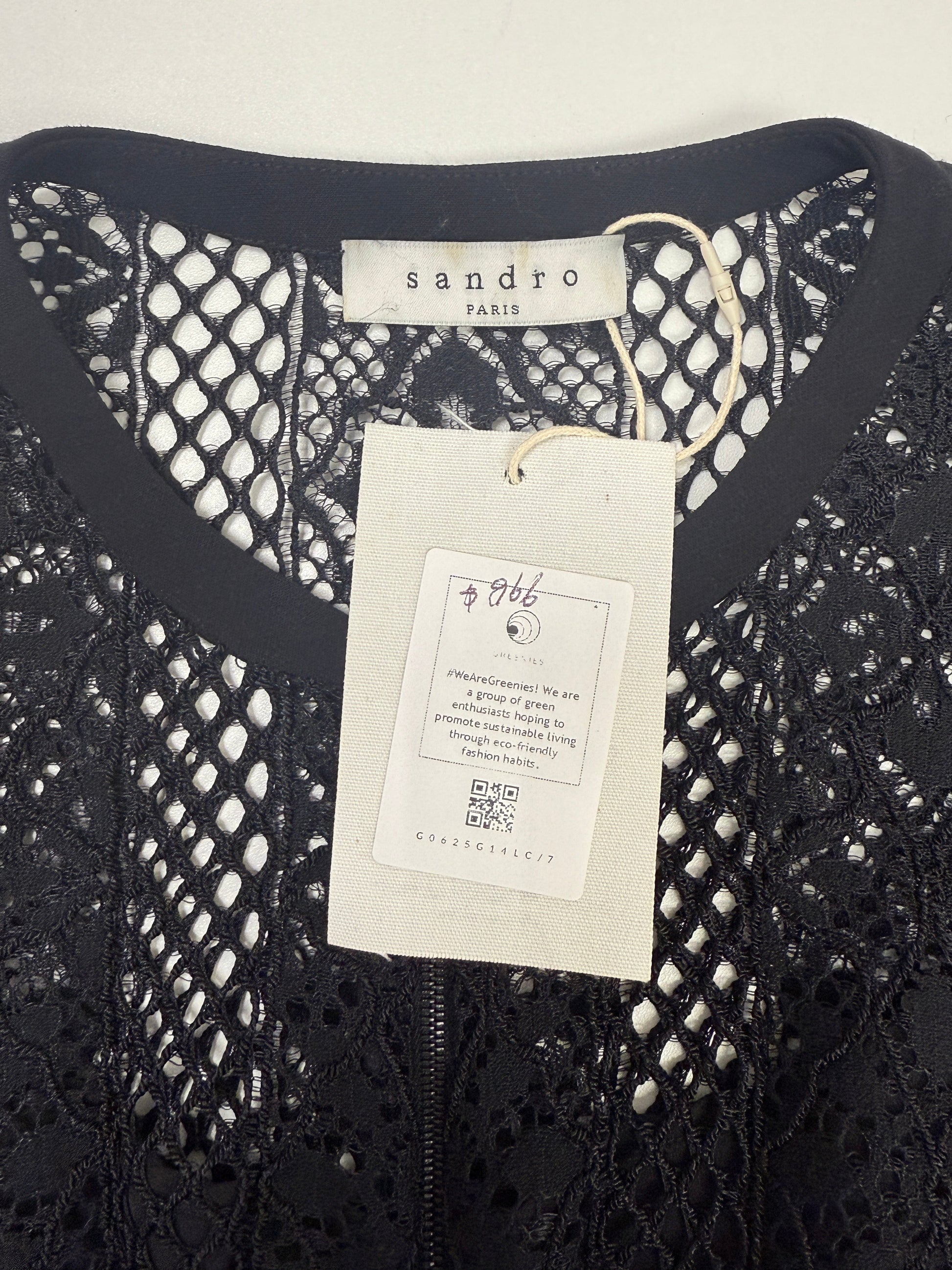 GREENIES Sandro Black Lace Long Sleeve Dress