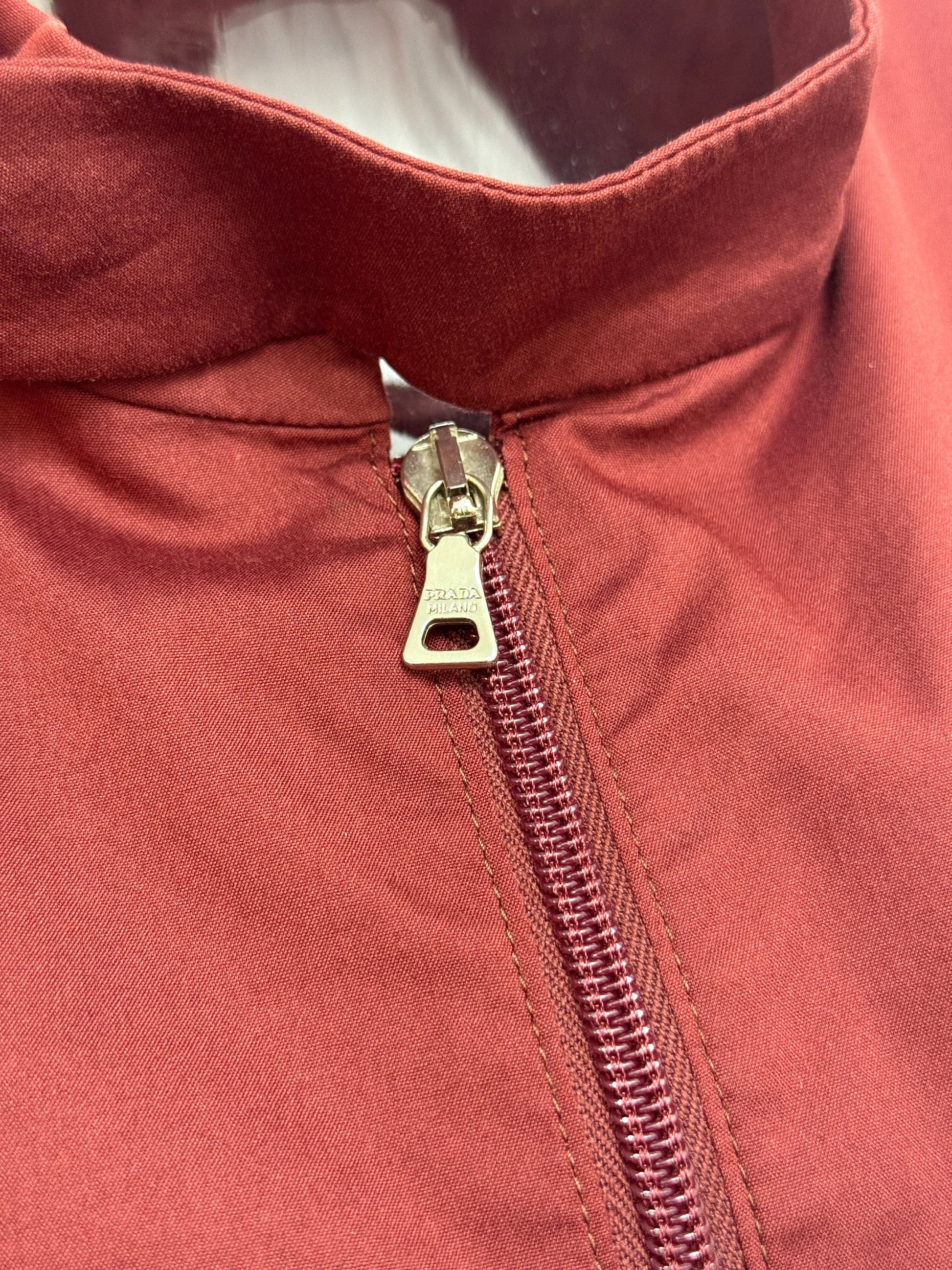 GREENIES Prada Red Zip Jacket with Flared Cuffs
