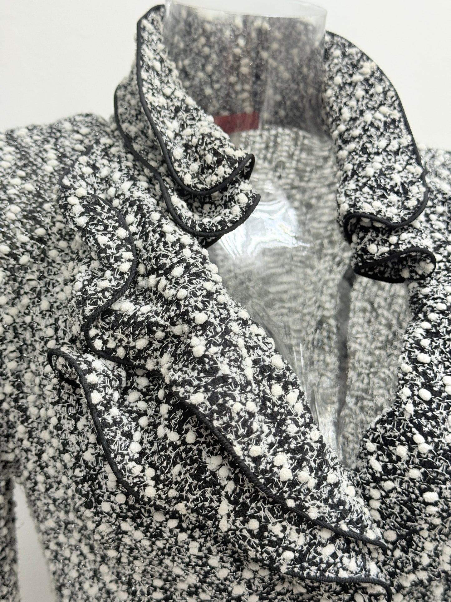 GREENIES Saint Gil Black White Tweed Peplum Jacket