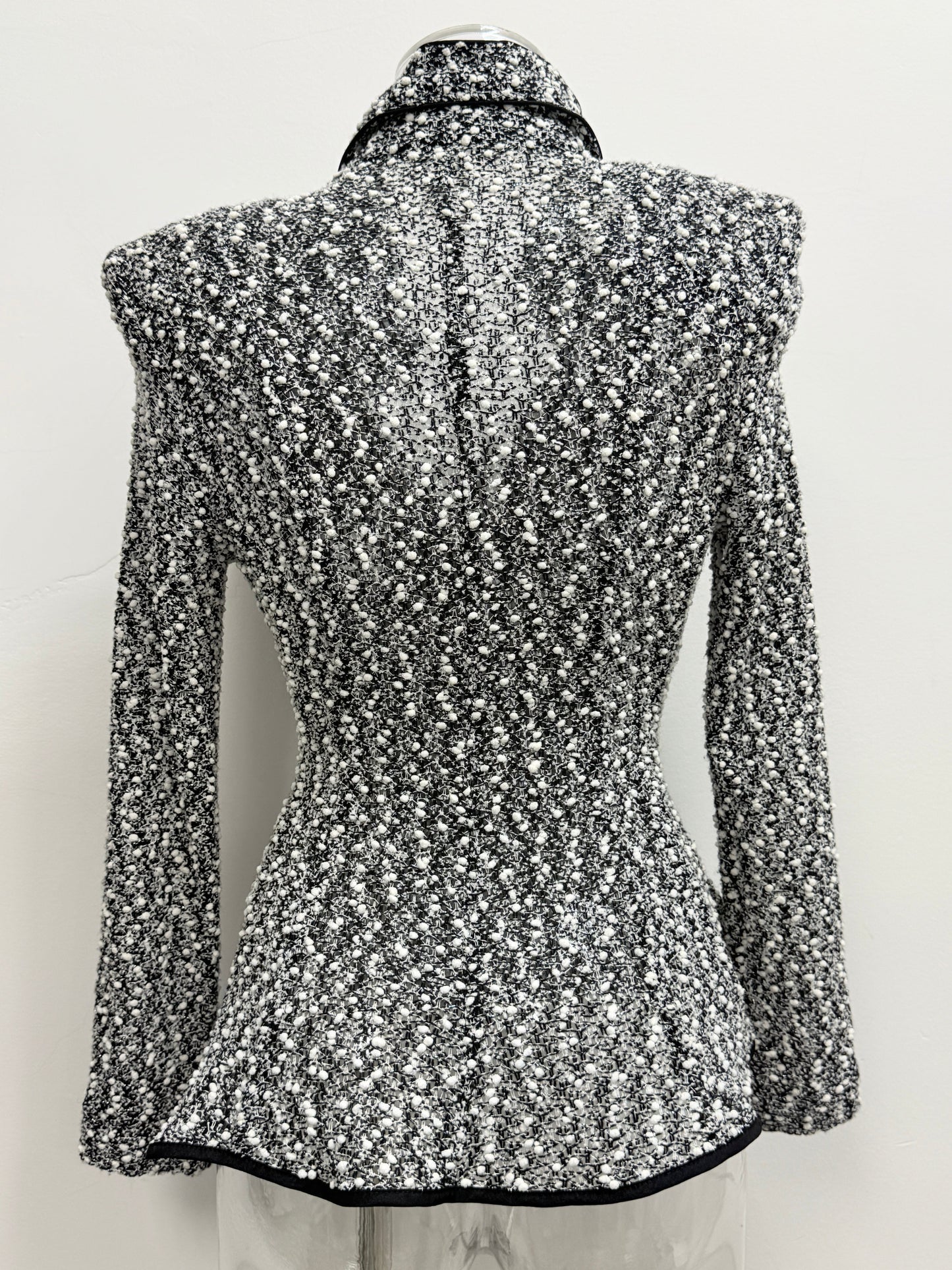 GREENIES Saint Gil Black White Tweed Peplum Jacket