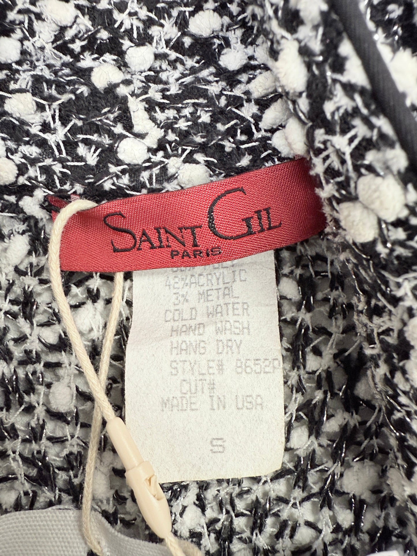 GREENIES Saint Gil Black White Tweed Peplum Jacket