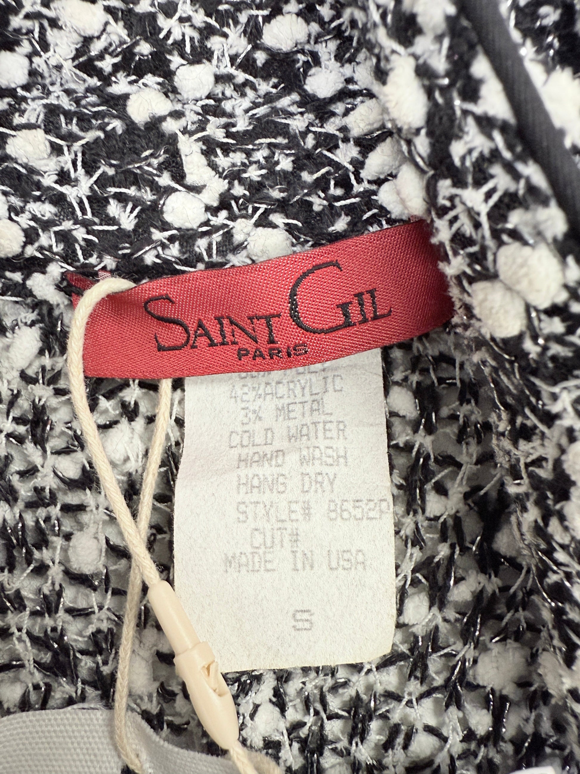 GREENIES Saint Gil Black White Tweed Peplum Jacket