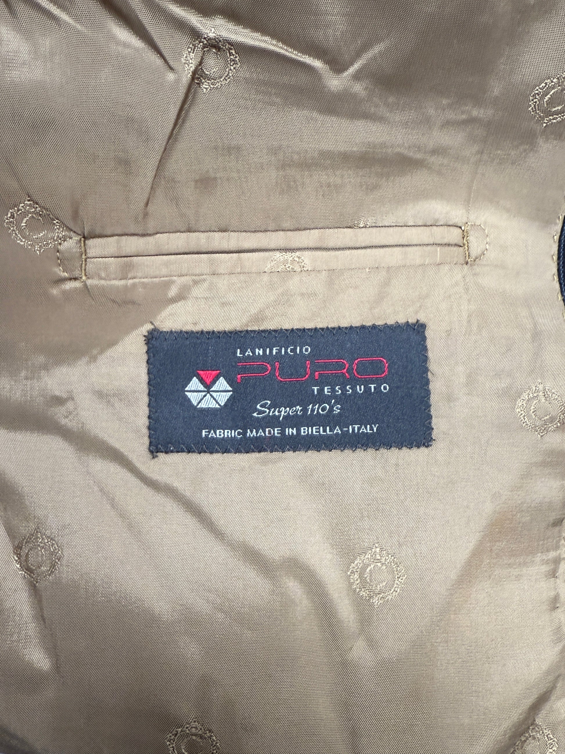 GREENIES Lanificio Puro Tessuto Gray Pinstripe Suit Blazer