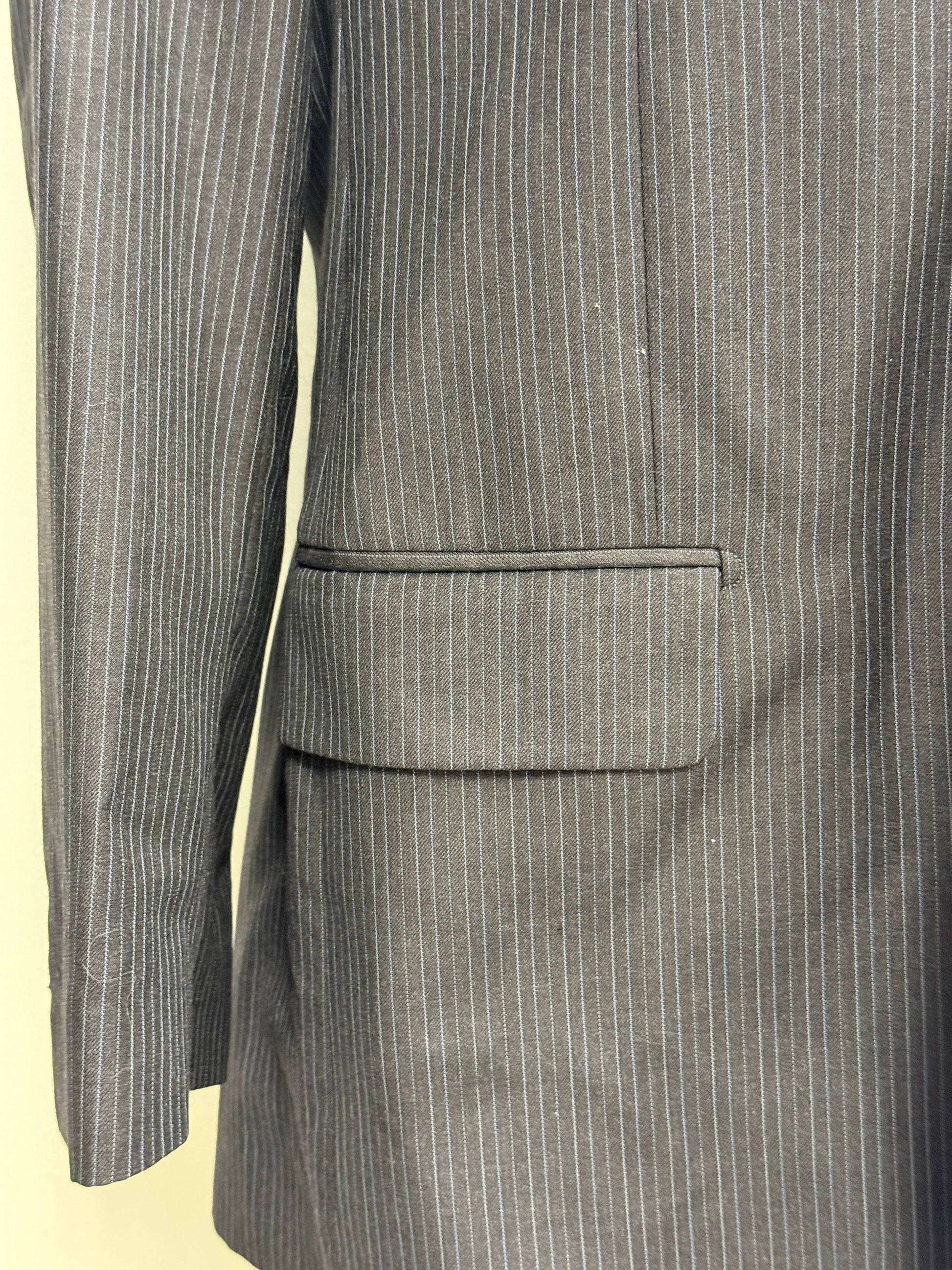 GREENIES Lanificio Puro Tessuto Gray Pinstripe Suit Blazer