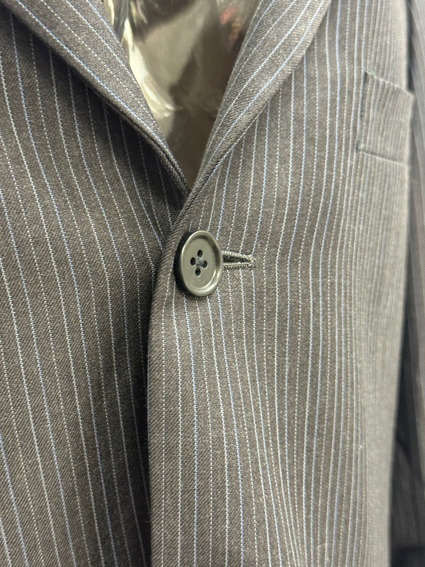 GREENIES Lanificio Puro Tessuto Gray Pinstripe Suit Blazer