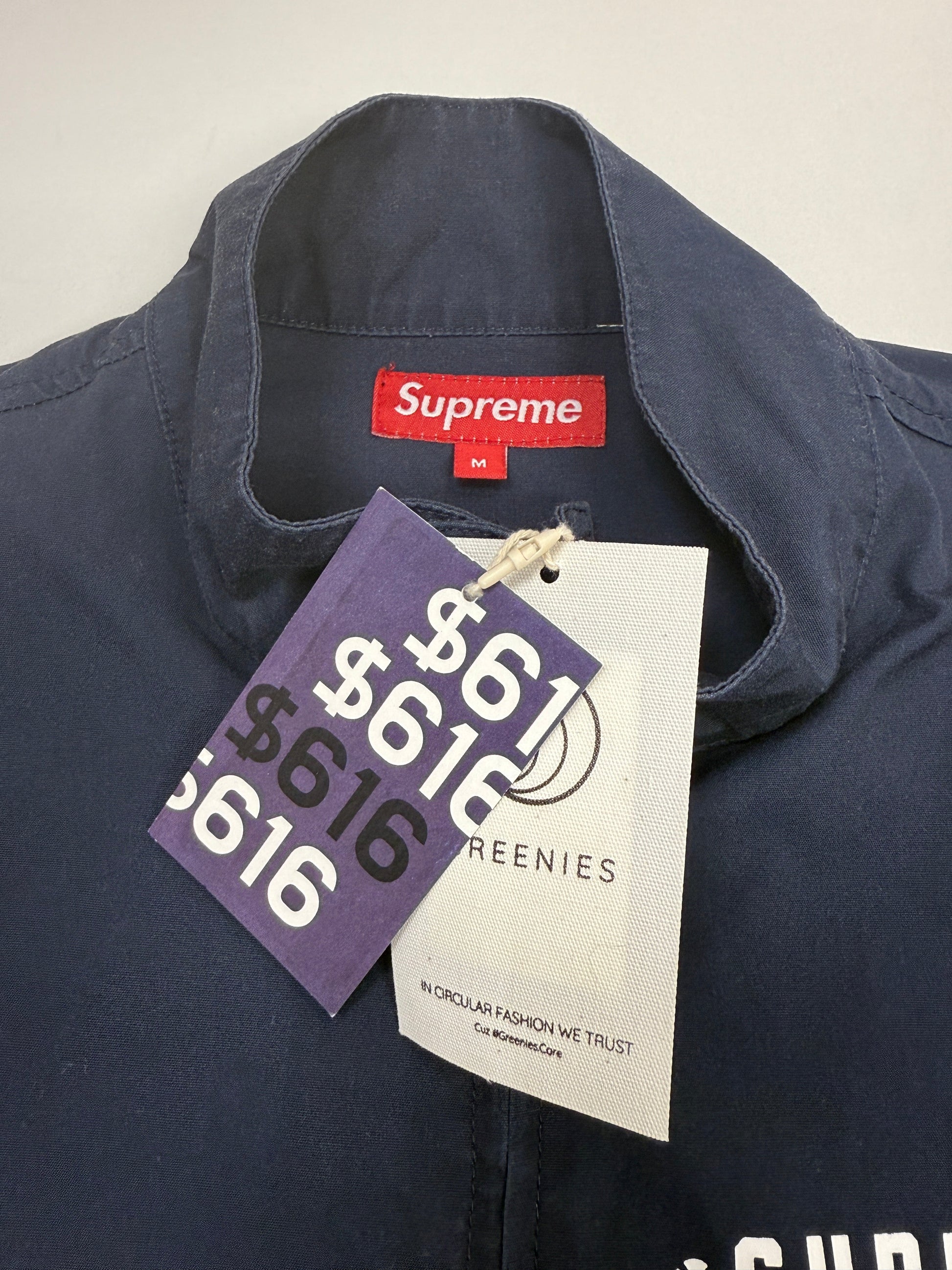 GREENIES Supreme Navy Zip-Up Graphic Work Jacket