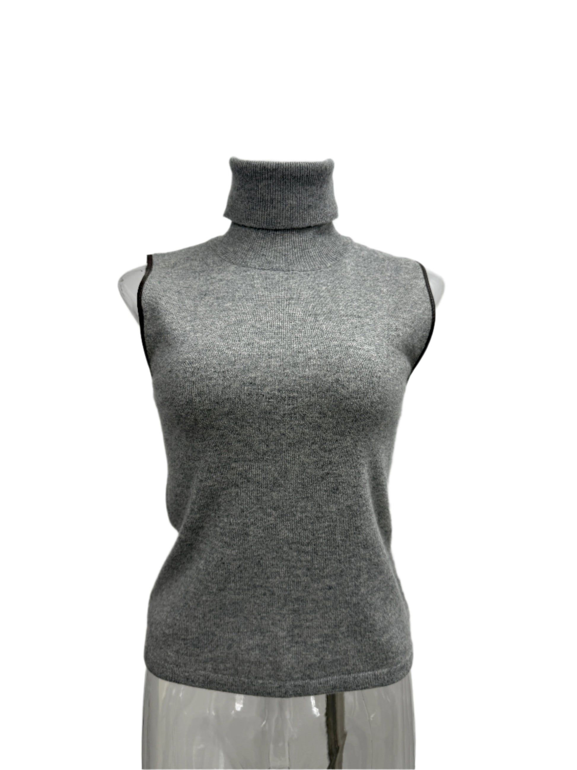 Grey Sleeveless Merino Turtleneck Sweater - GREENIES