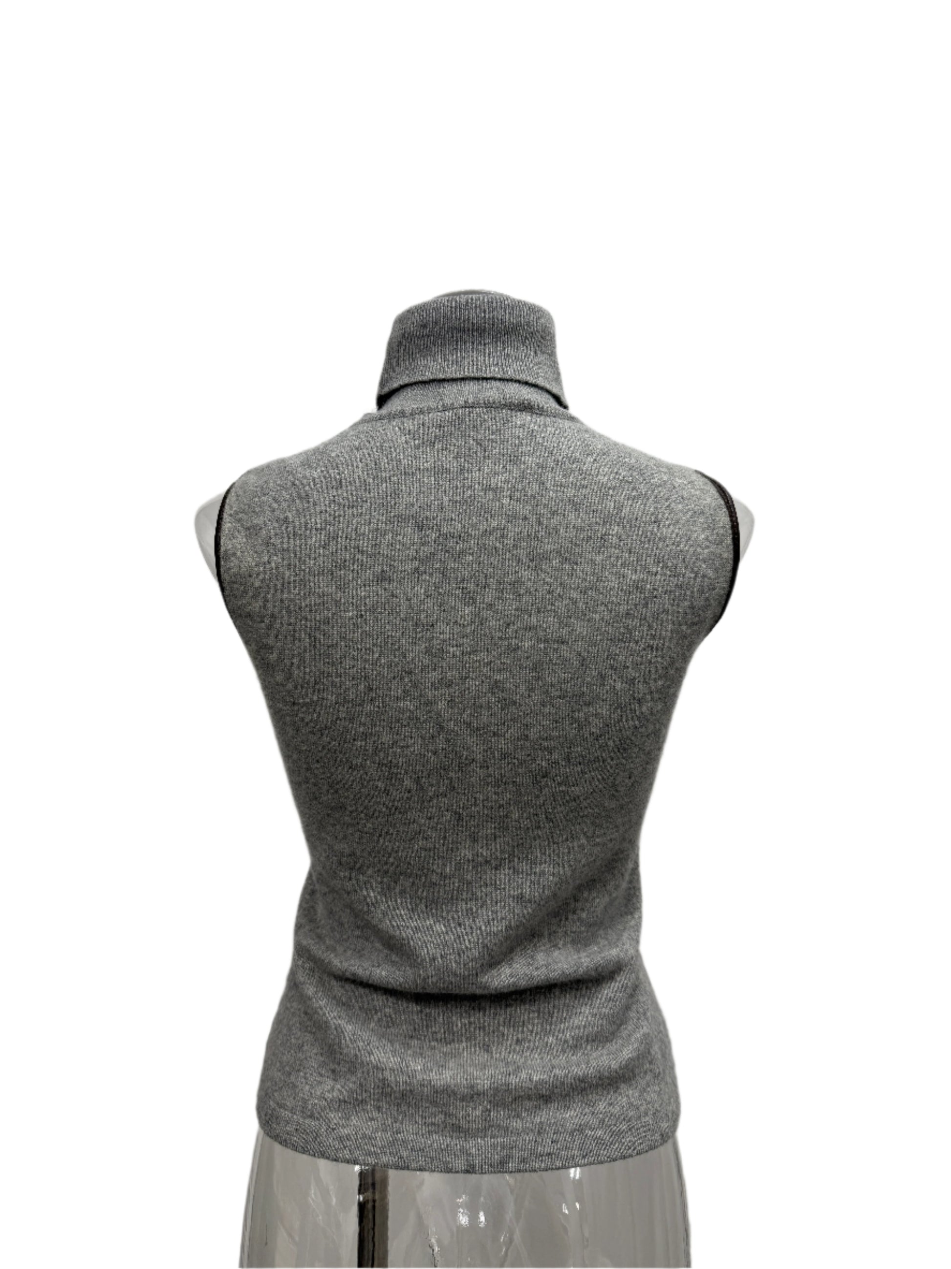 Grey Sleeveless Merino Turtleneck Sweater - GREENIES