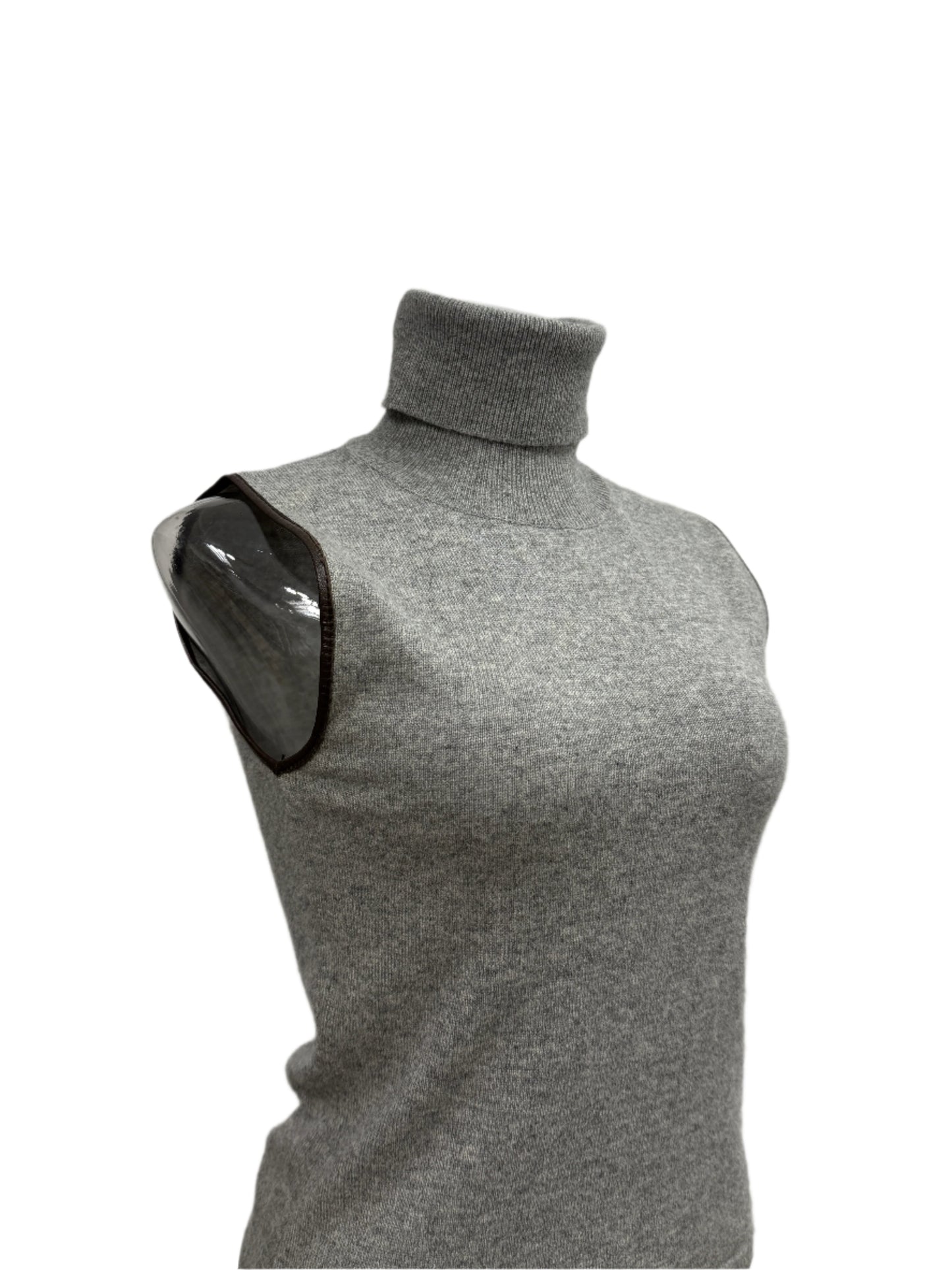 Grey Sleeveless Merino Turtleneck Sweater - GREENIES