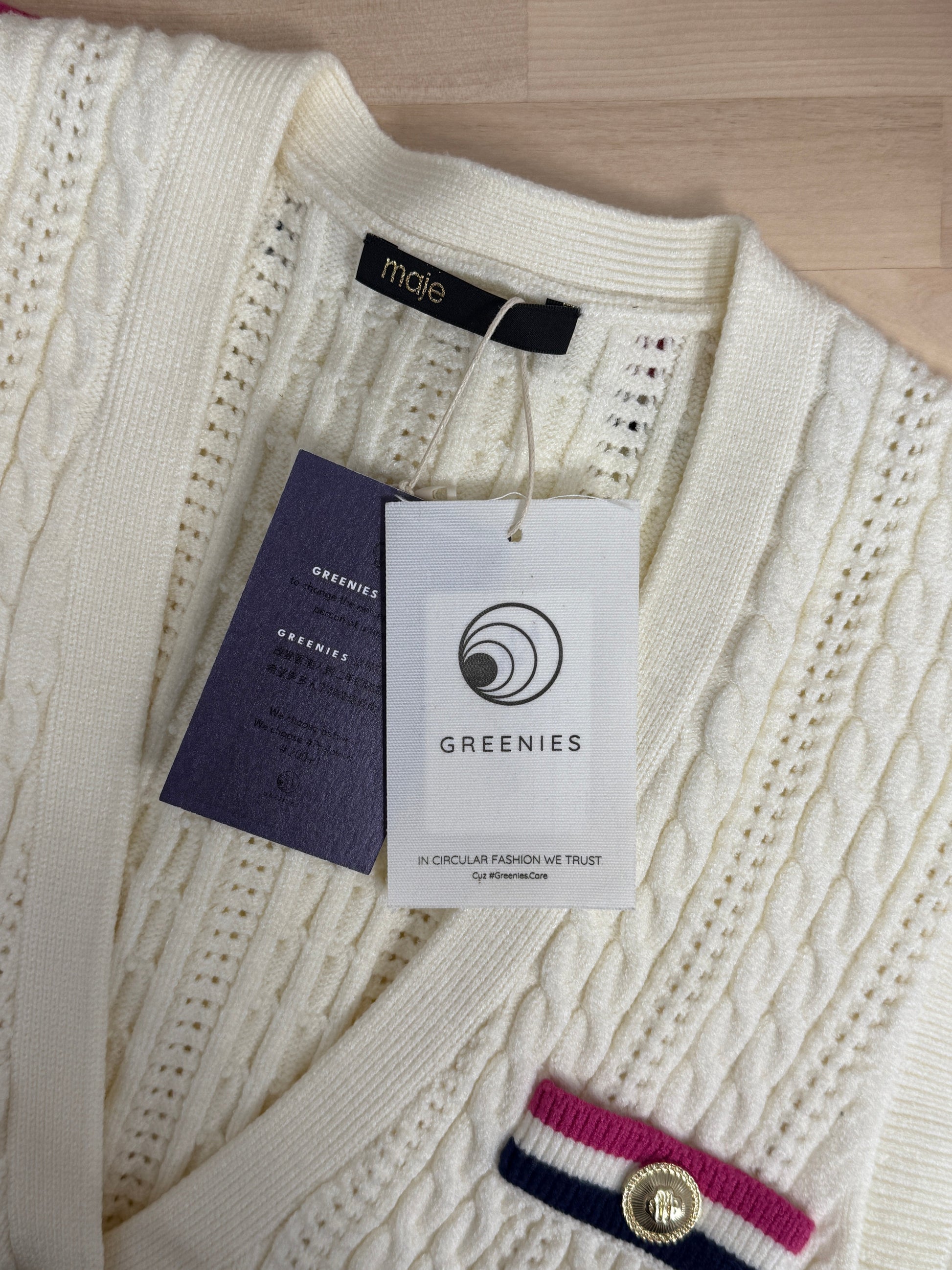 Ivory Cable‑Knit Tricolor Vest - GREENIES