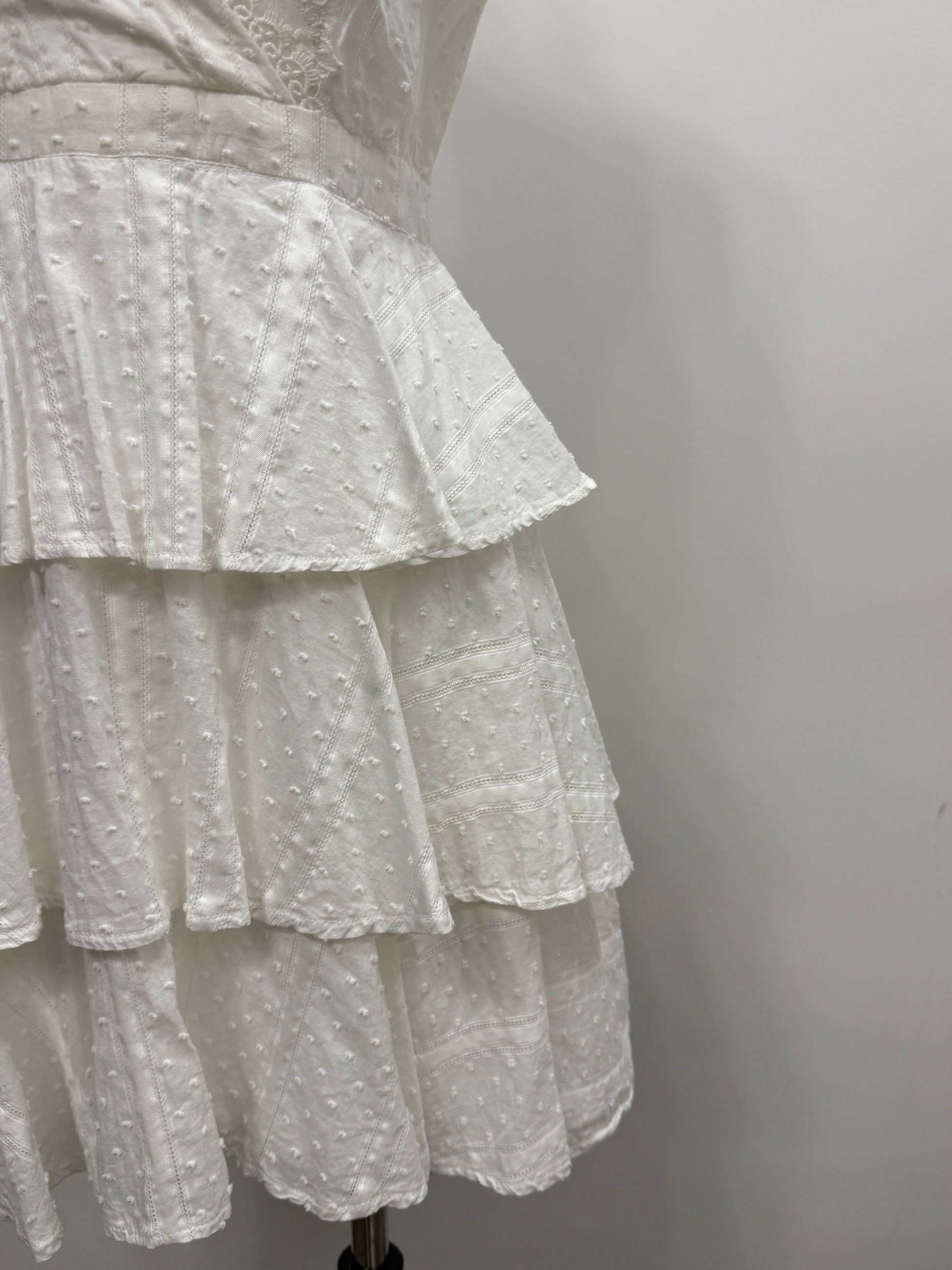 White Tiered Swiss‑Dot Lace Dress - GREENIES