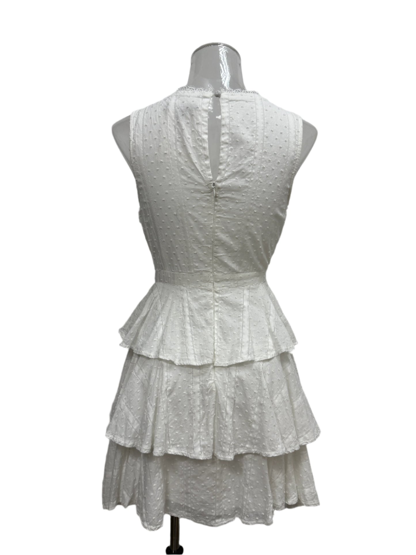 White Tiered Swiss‑Dot Lace Dress - GREENIES