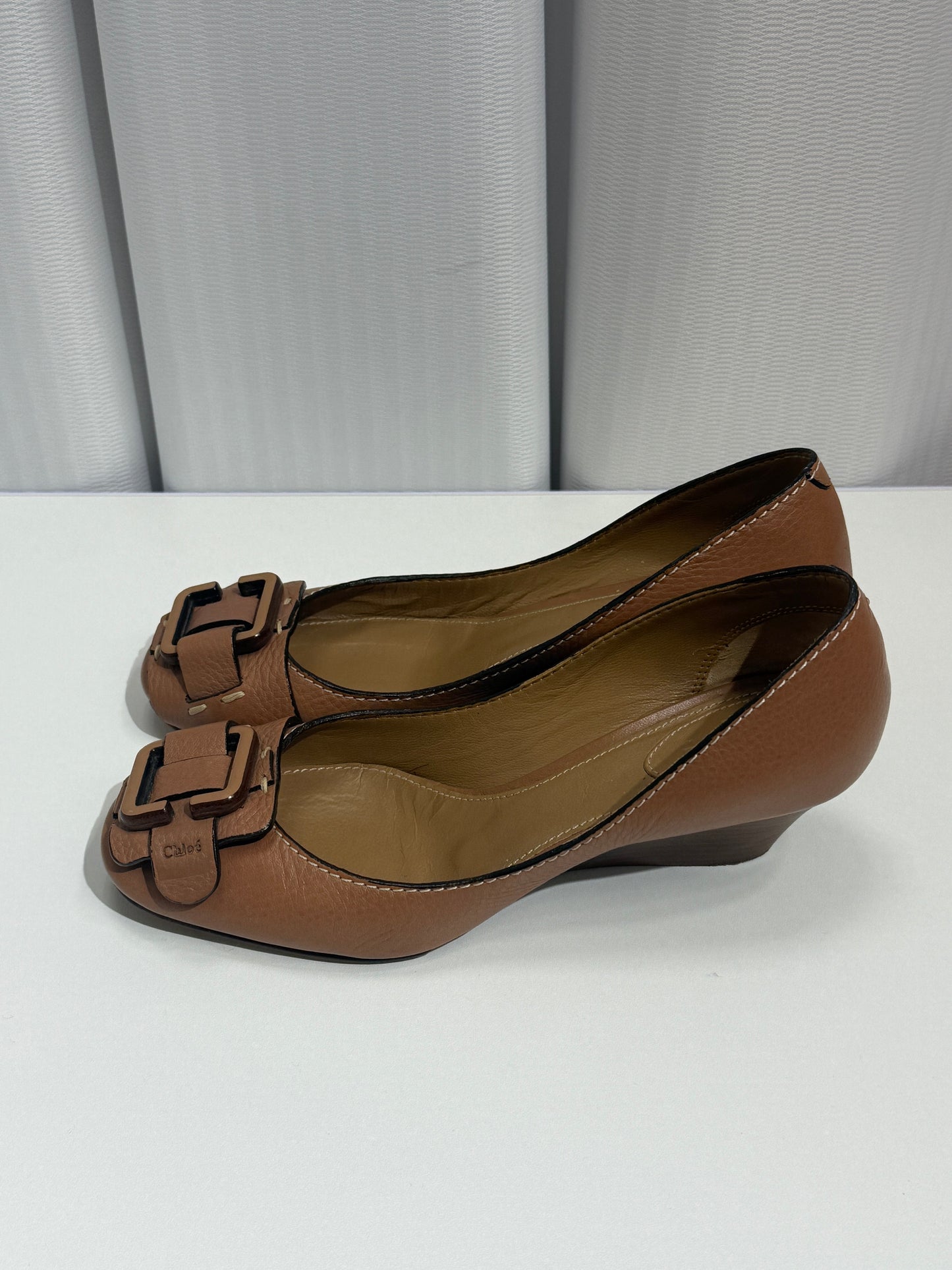 Brown Buckle Detail Leather Flats - GREENIES