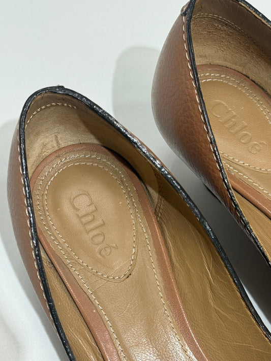 Brown Buckle Detail Leather Flats - GREENIES