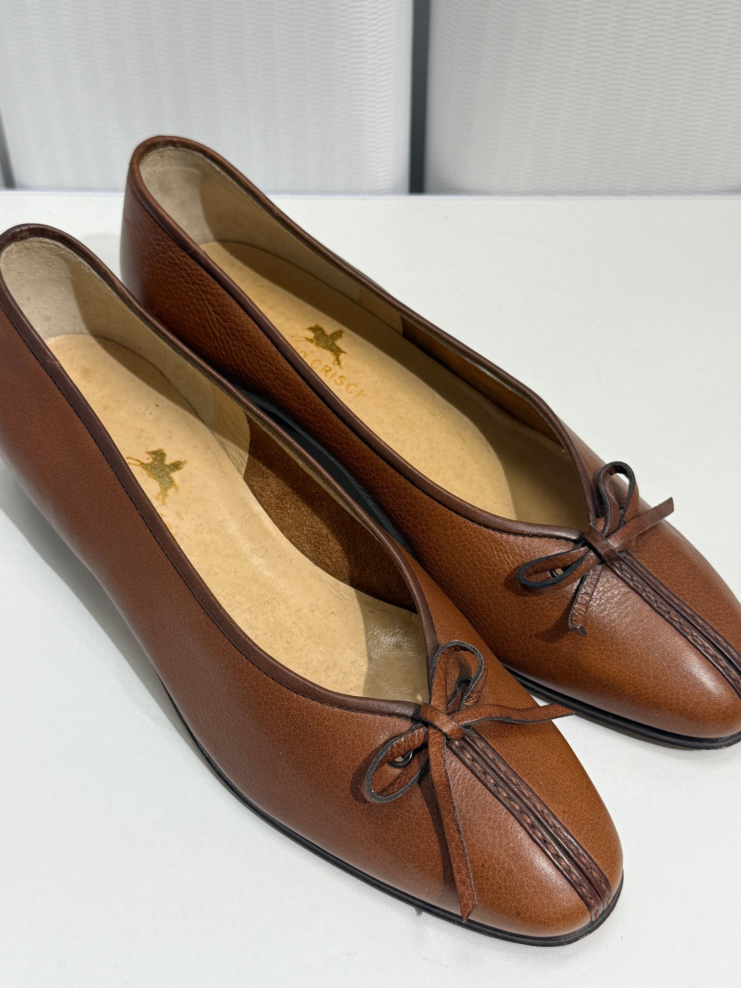 Brown Leather Bow-Tie Flats - GREENIES