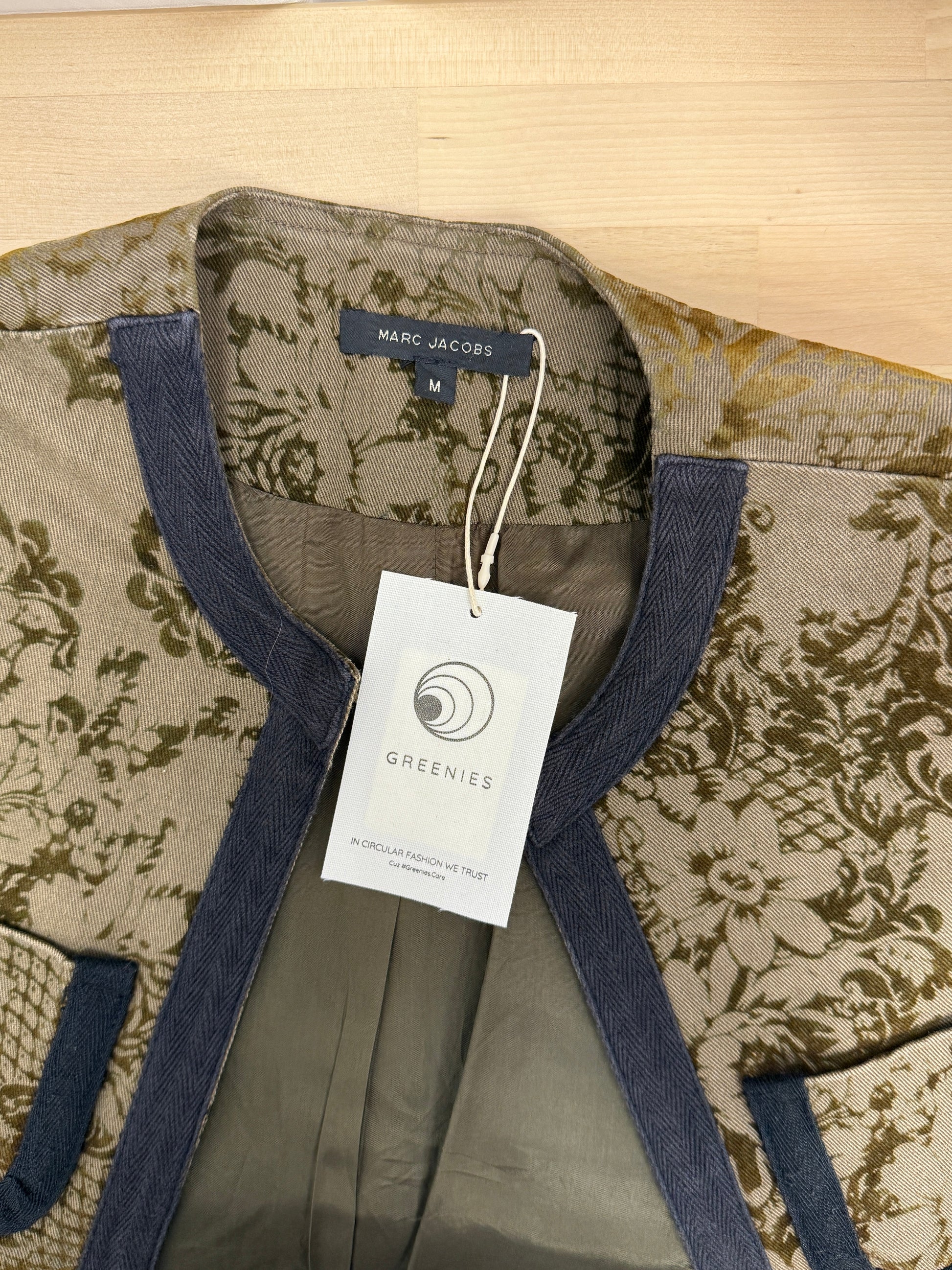 Olive Floral Trimmed Jacket - GREENIES