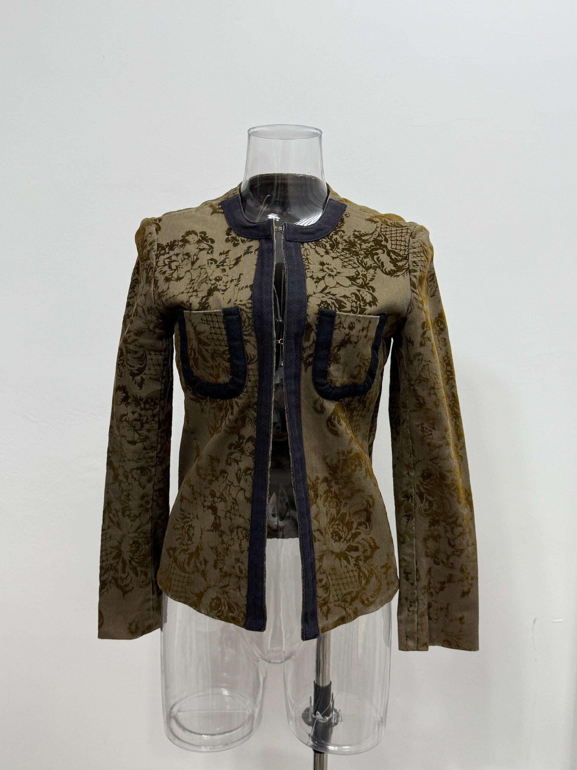Olive Floral Trimmed Jacket - GREENIES
