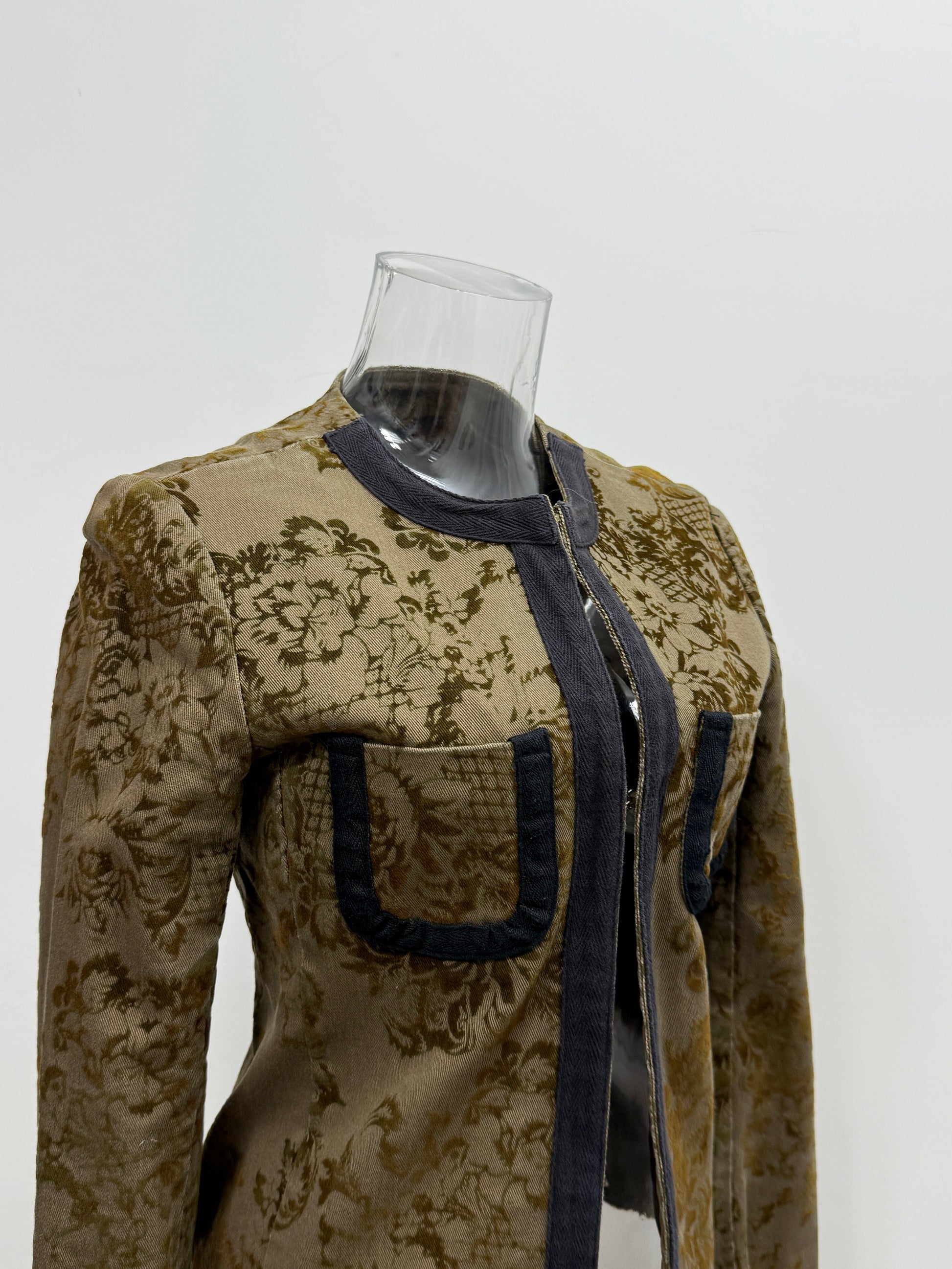 Olive Floral Trimmed Jacket - GREENIES