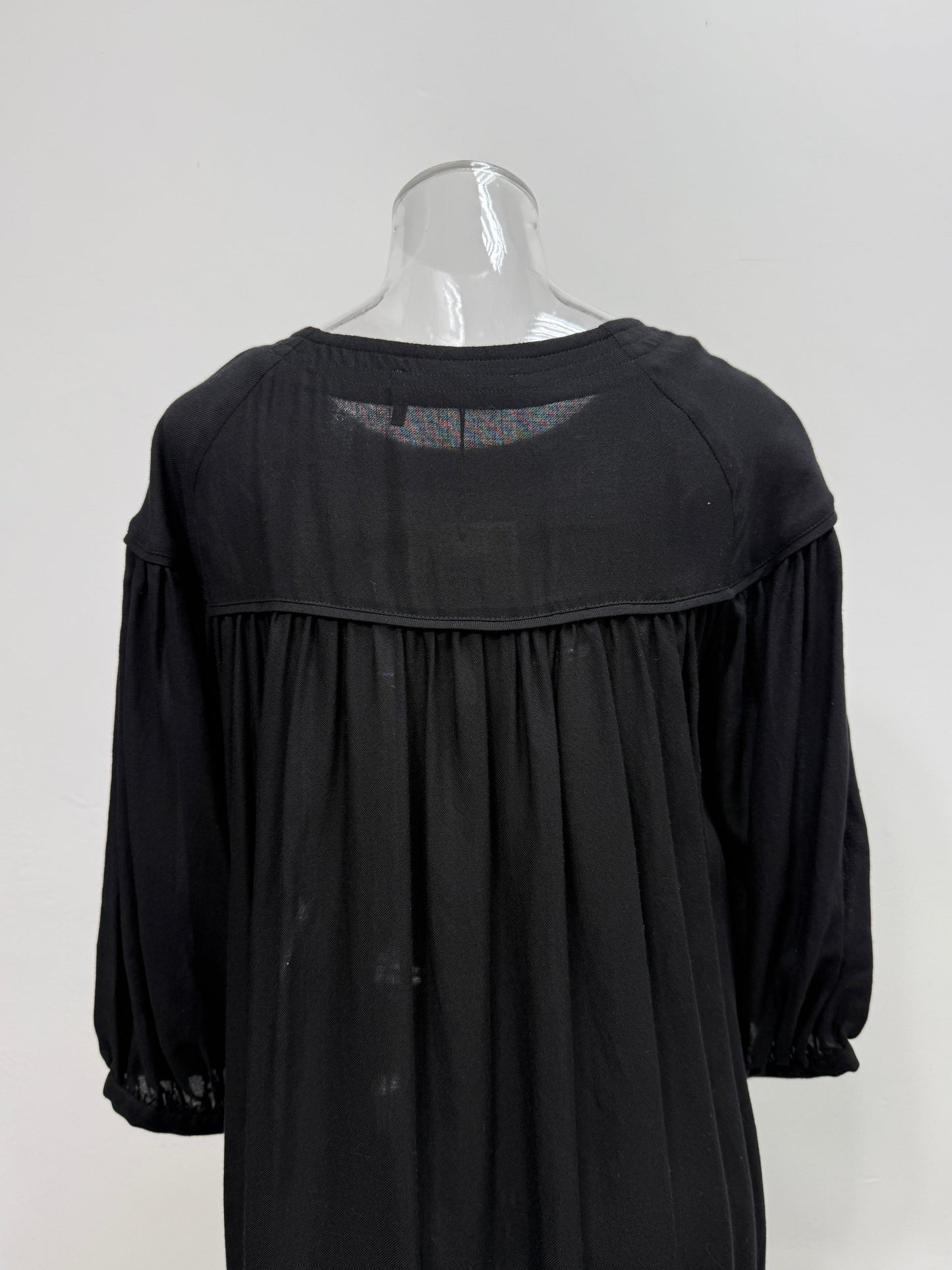 Ruffled Black Puff Sleeve Dress - GREENIES