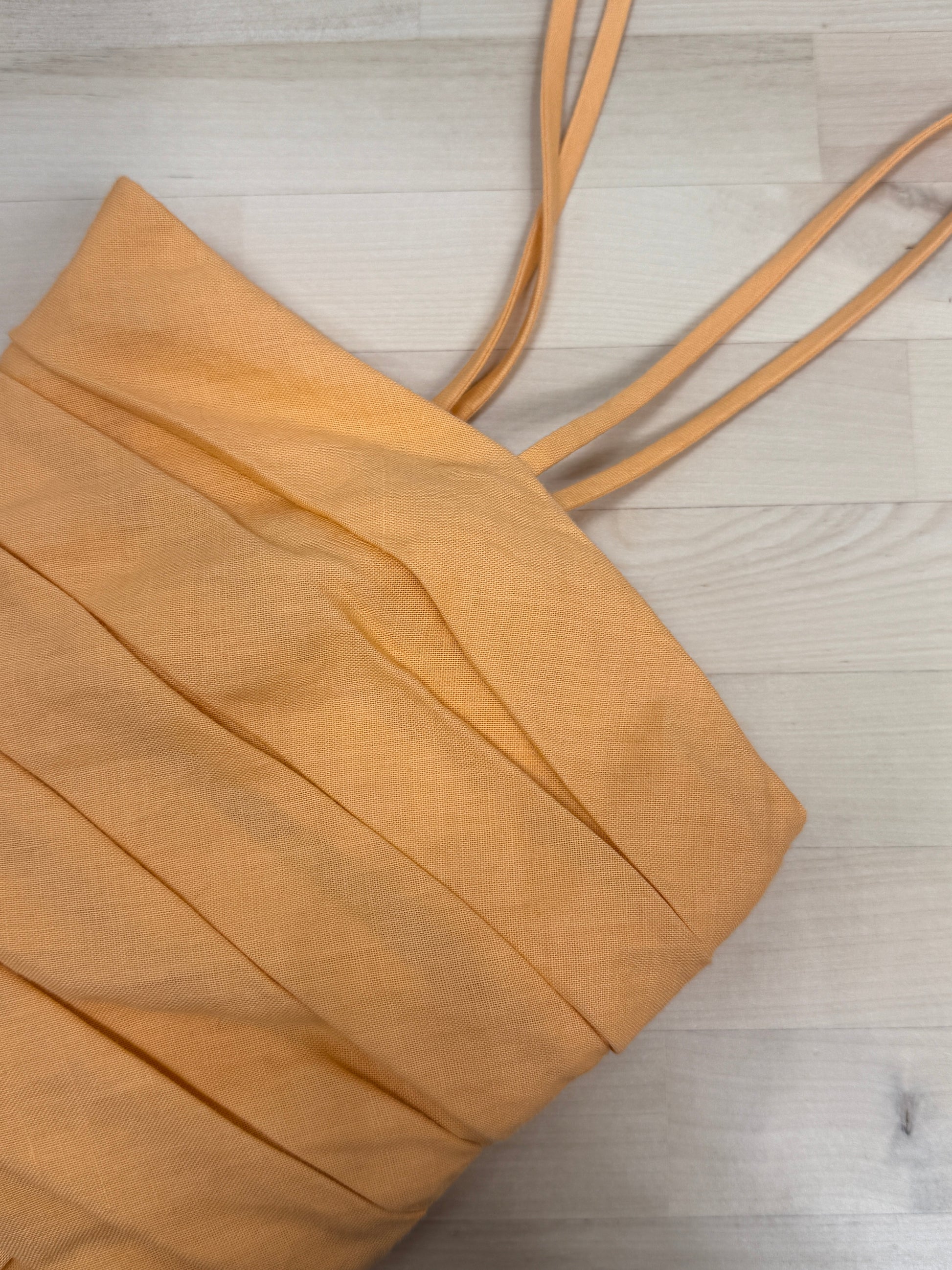 Orange Pleated Spaghetti Strap One-Piece - GREENIES