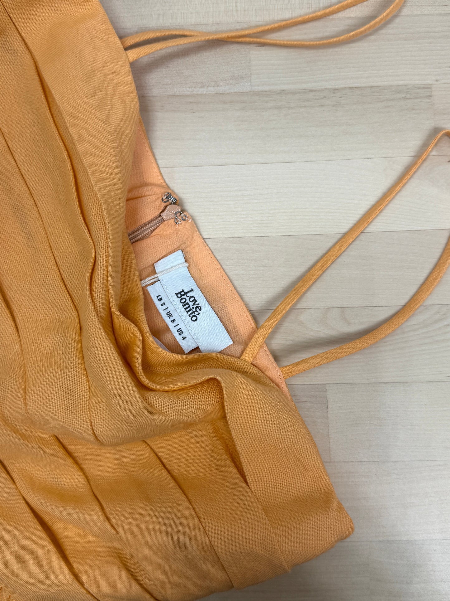 Orange Pleated Spaghetti Strap One-Piece - GREENIES