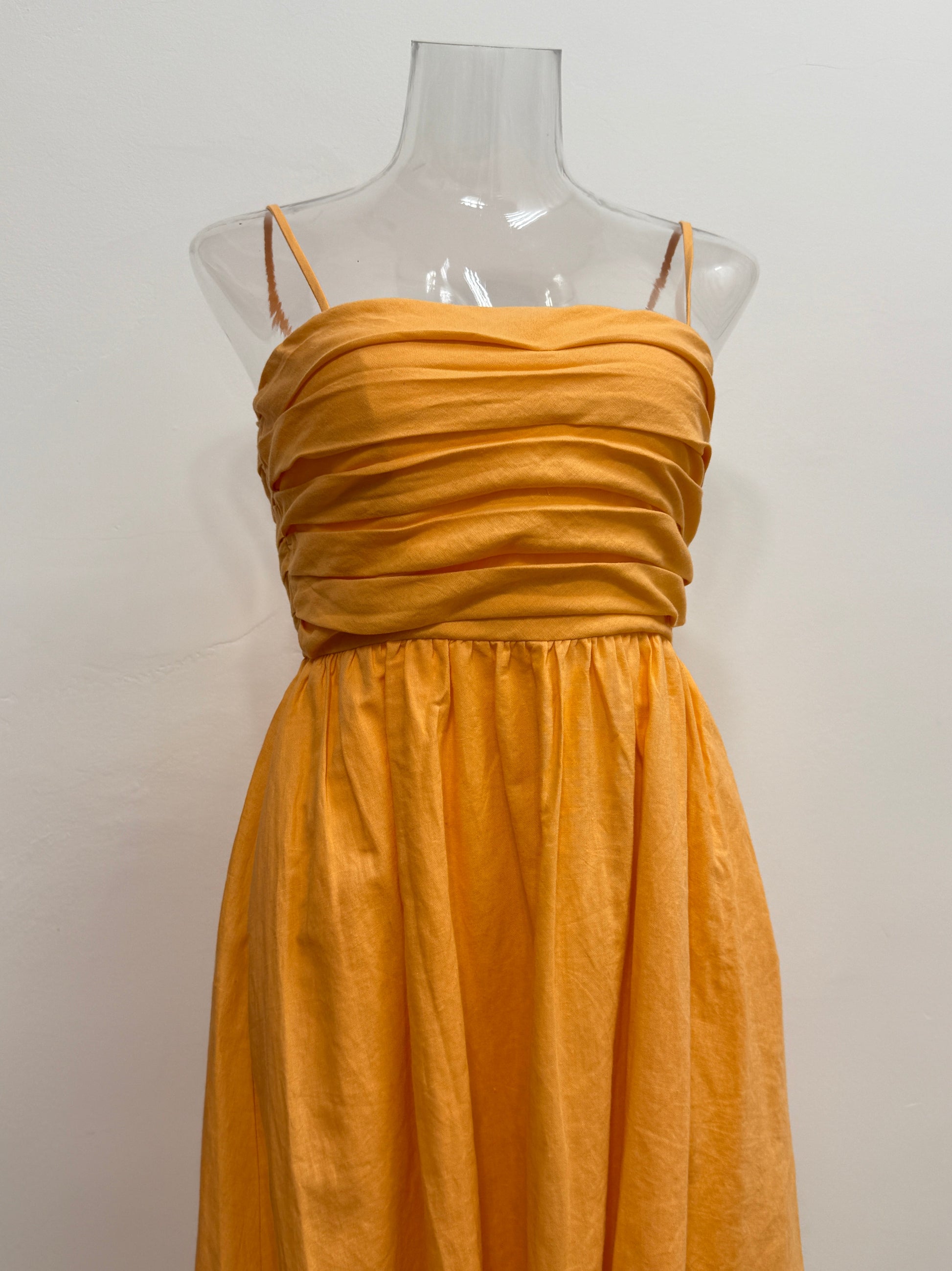 Orange Pleated Spaghetti Strap One-Piece - GREENIES