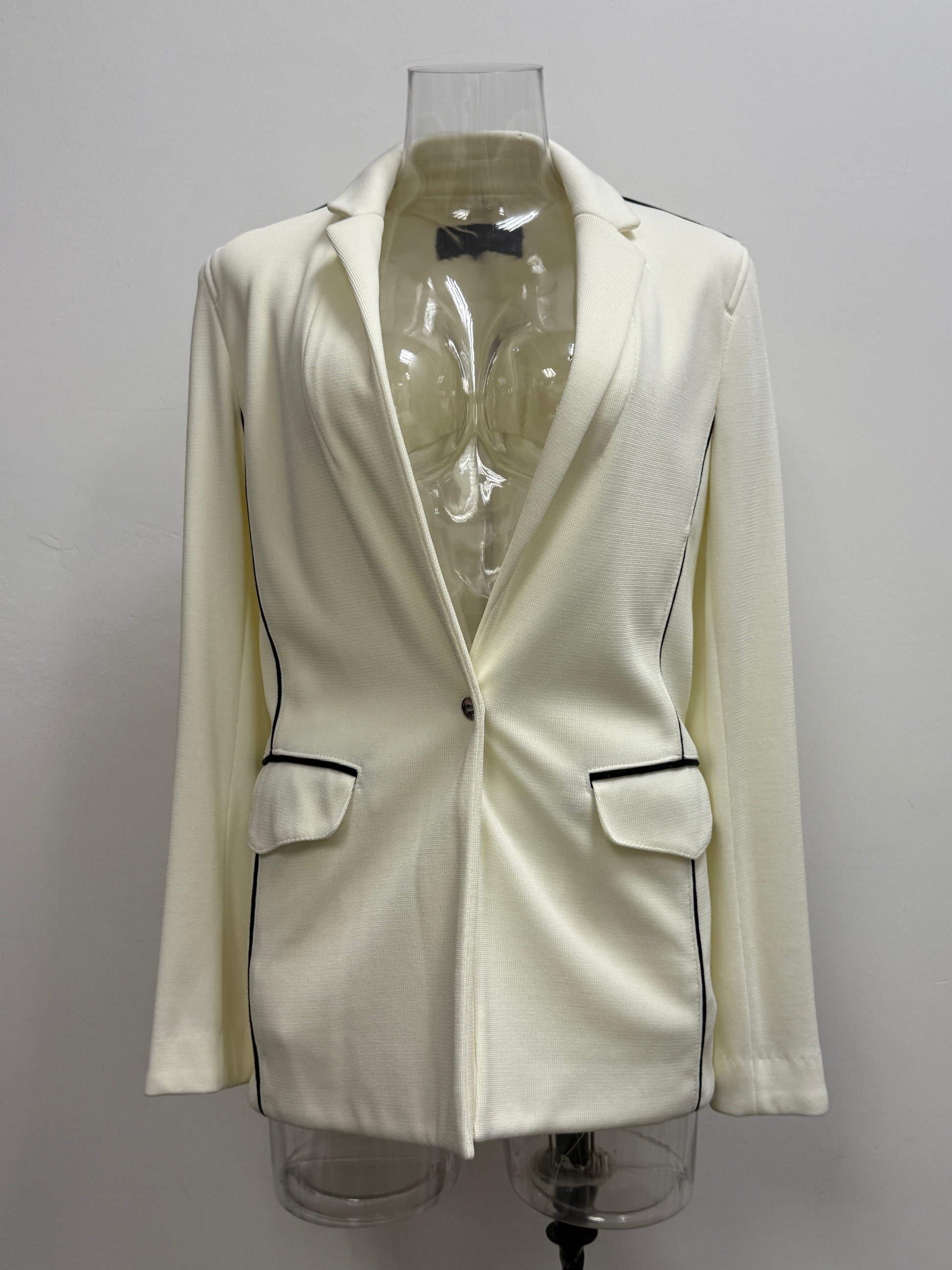 GREENIES rag & bone White Contrast-Trim Blazer